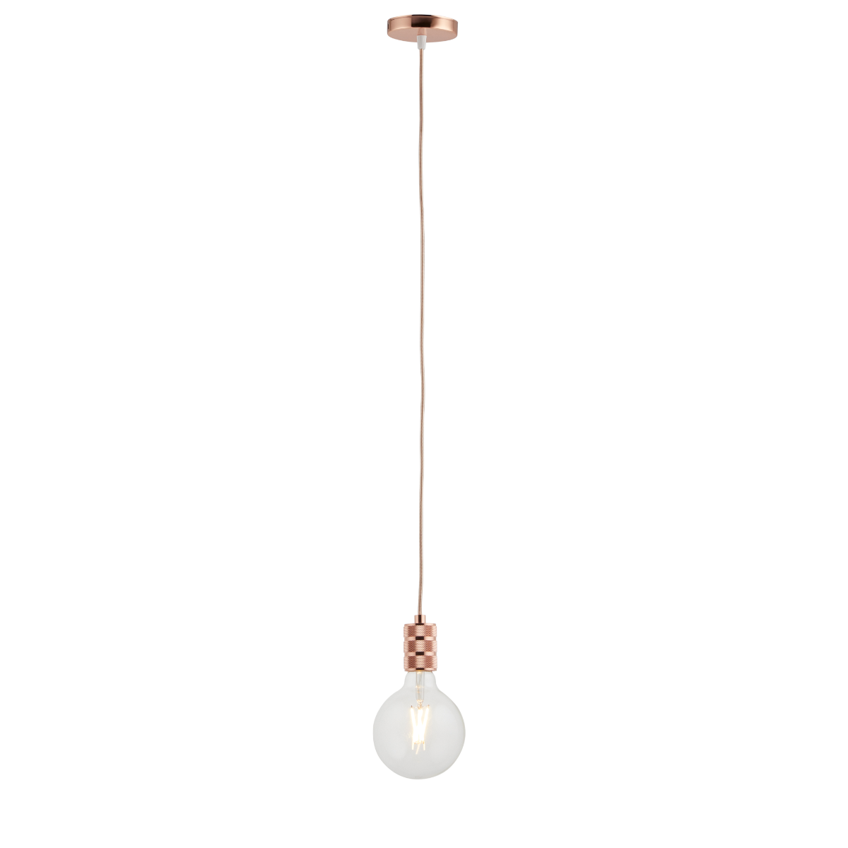 Lighto | Pendel Rosé Goud | Inclusief Lichtbron Helder | Retro | 1.5m Snoer | Met Plafondkap