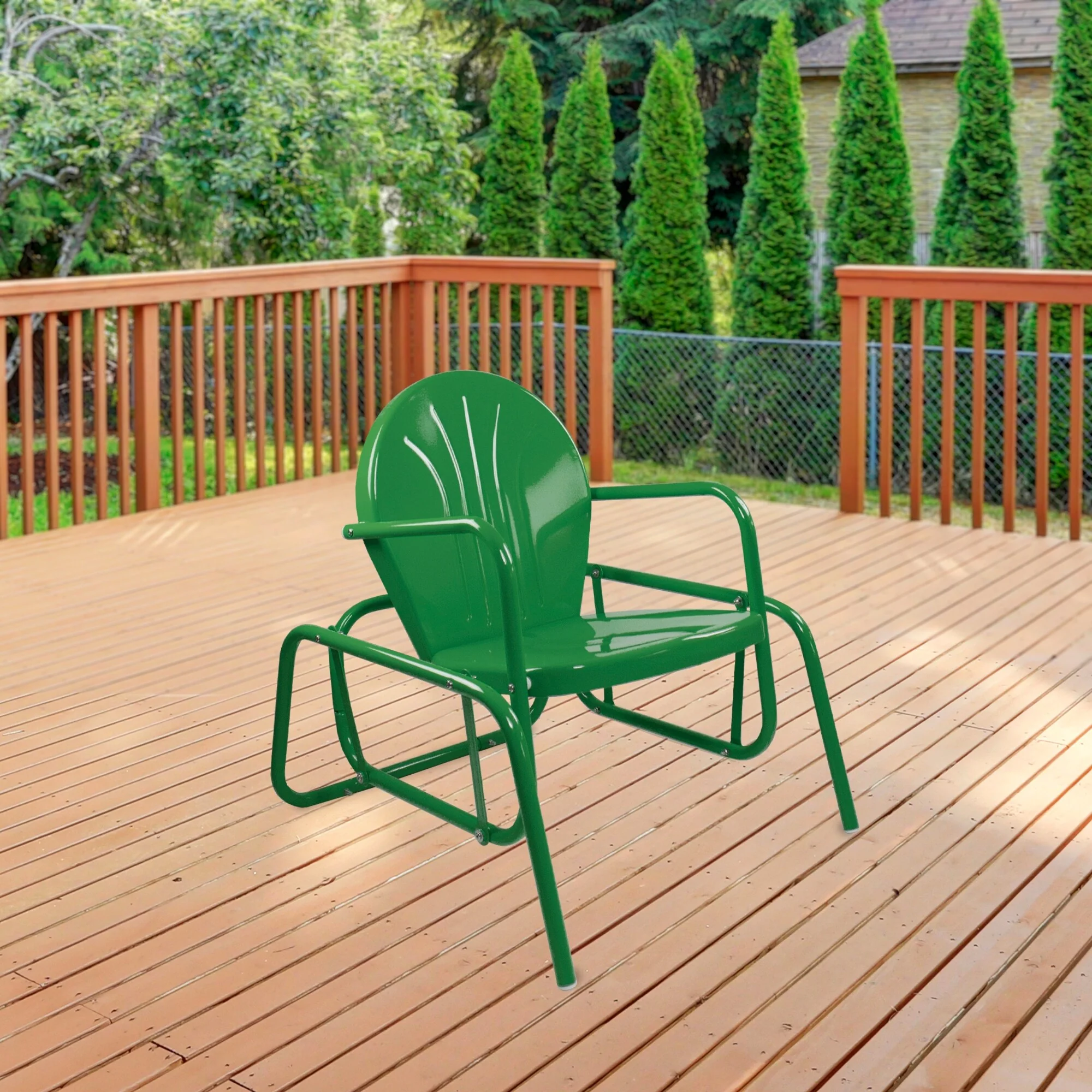 Outdoor Retro Metal Tulip Glider Patio Chair