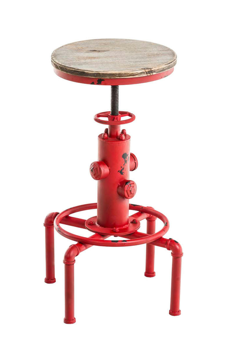 LUMOS - Tabouret de bar industriel réglable en métal Rouge