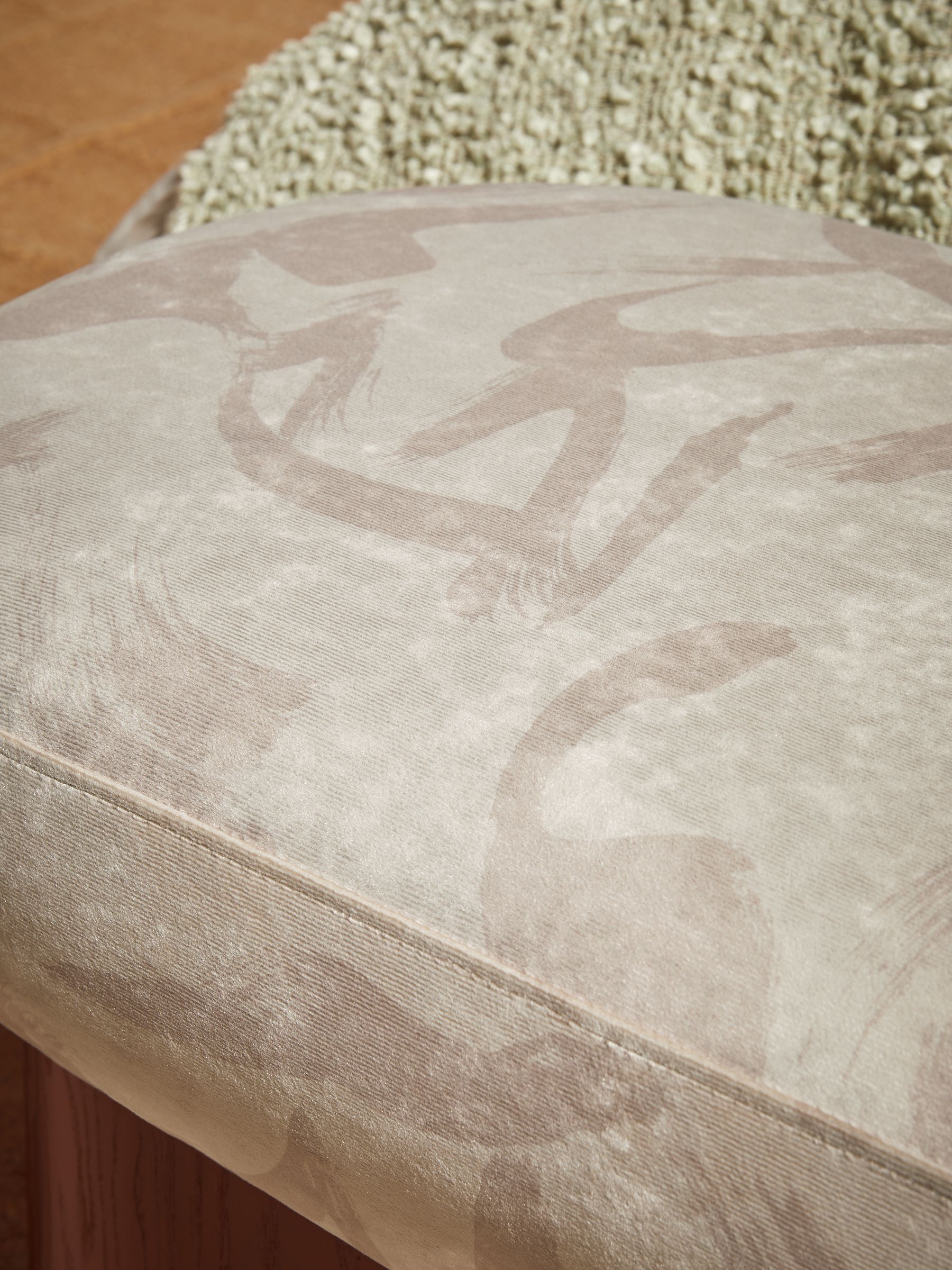 Novara Storage Ottoman Bench in Natural Taupe Brushstroke Velvet