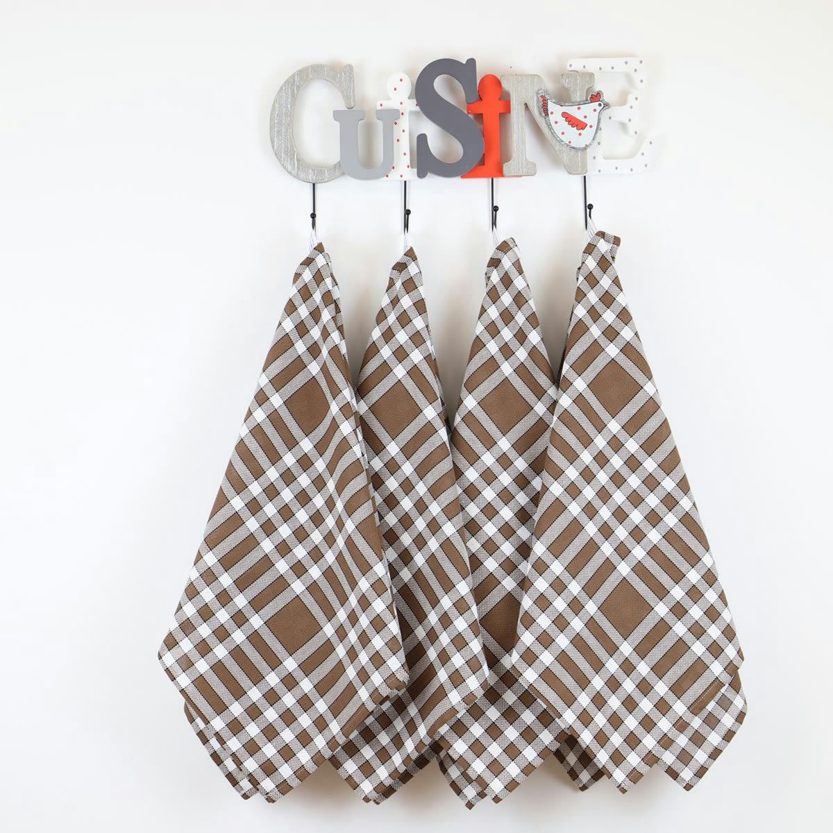 LOT DE 10 NELLY - Lot de 10 serviettes de tables en coton marron