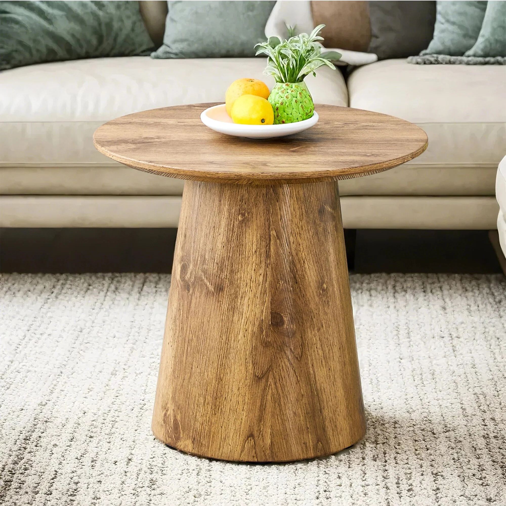 Wood Grain Mdf Round Coffee Table,Wood Grain Texture Sticker,Exquisite Wood Grain Surface,Round Tabletop Design.