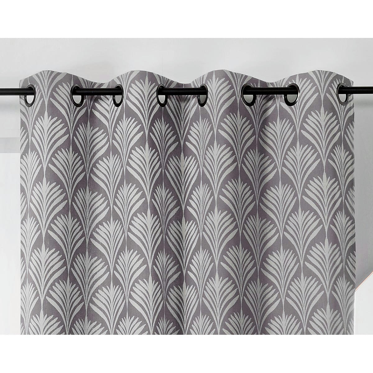 - Rideau esprit art nouveau coton gris clair 140x240 cm