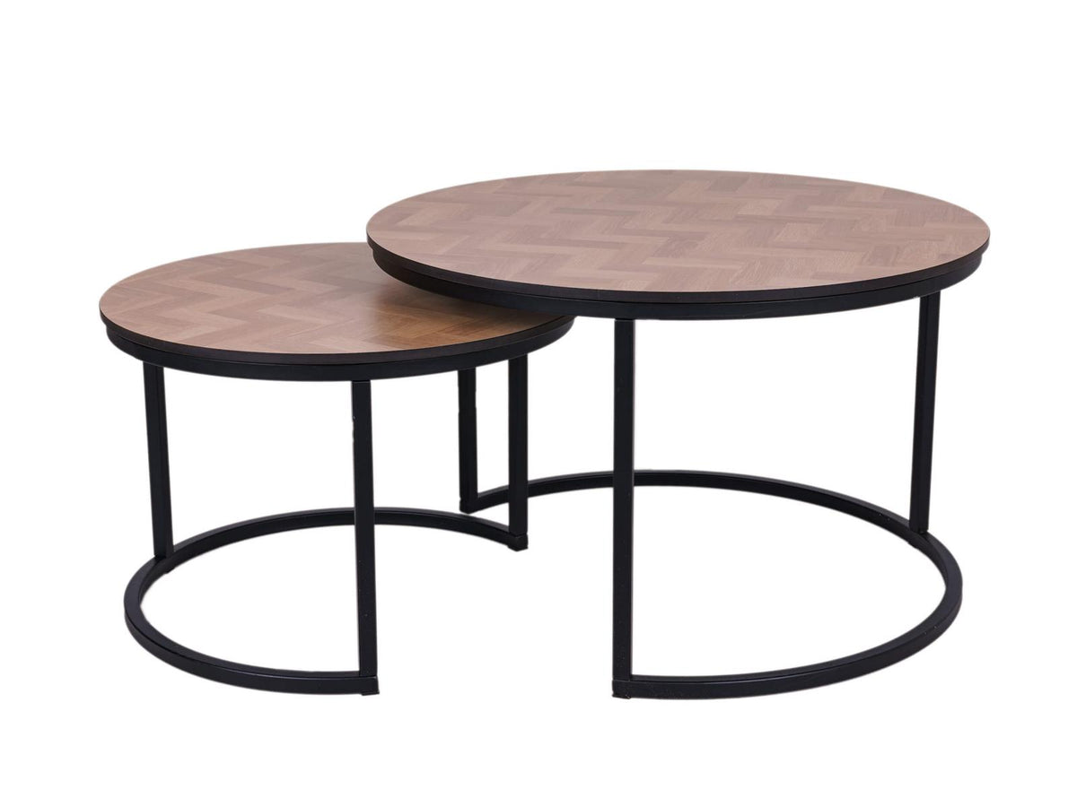 MaximaVida ronde salontafel set Copenhagen XL 75 en 58 cm - HPL fishbone look