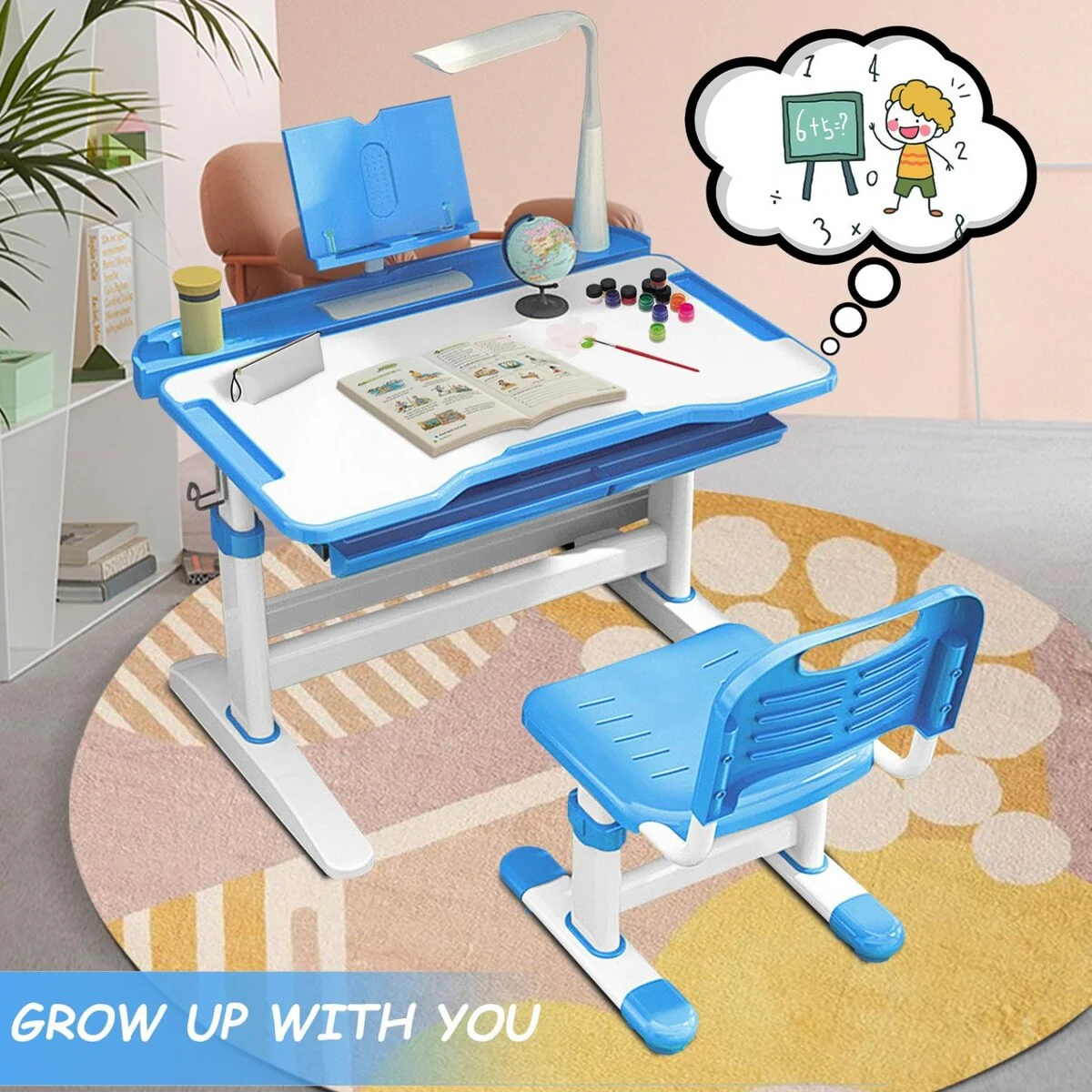 Children Study Desk, Kid Desk, Boy And Girl Homework Desk And Chair Set Light
