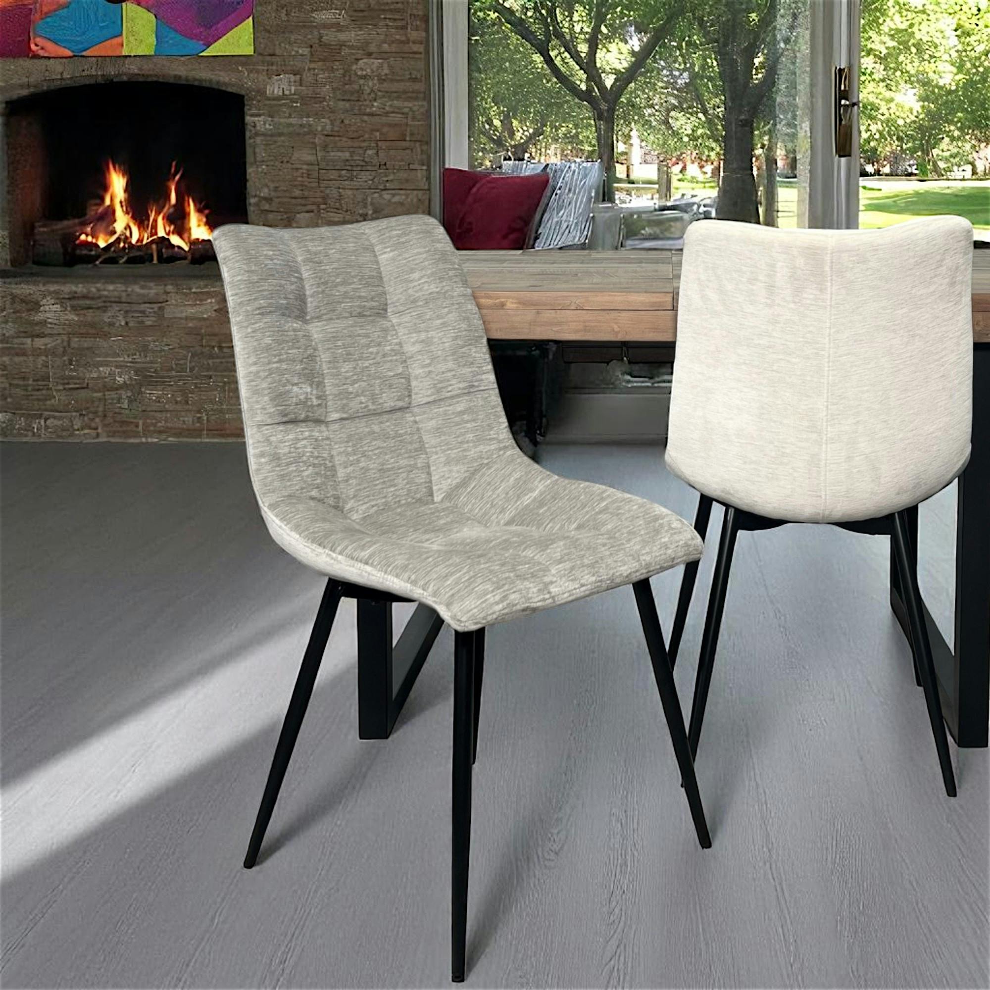 Chaise en velours gris clair motif damier (lot de 2) PALERME