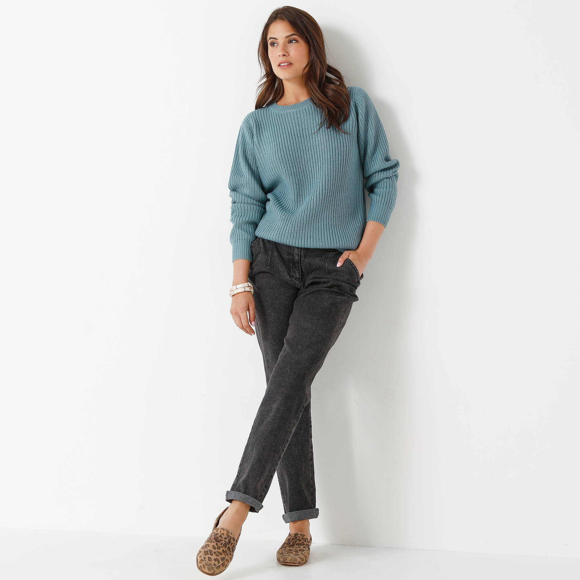 Pull col rond maille anglaise