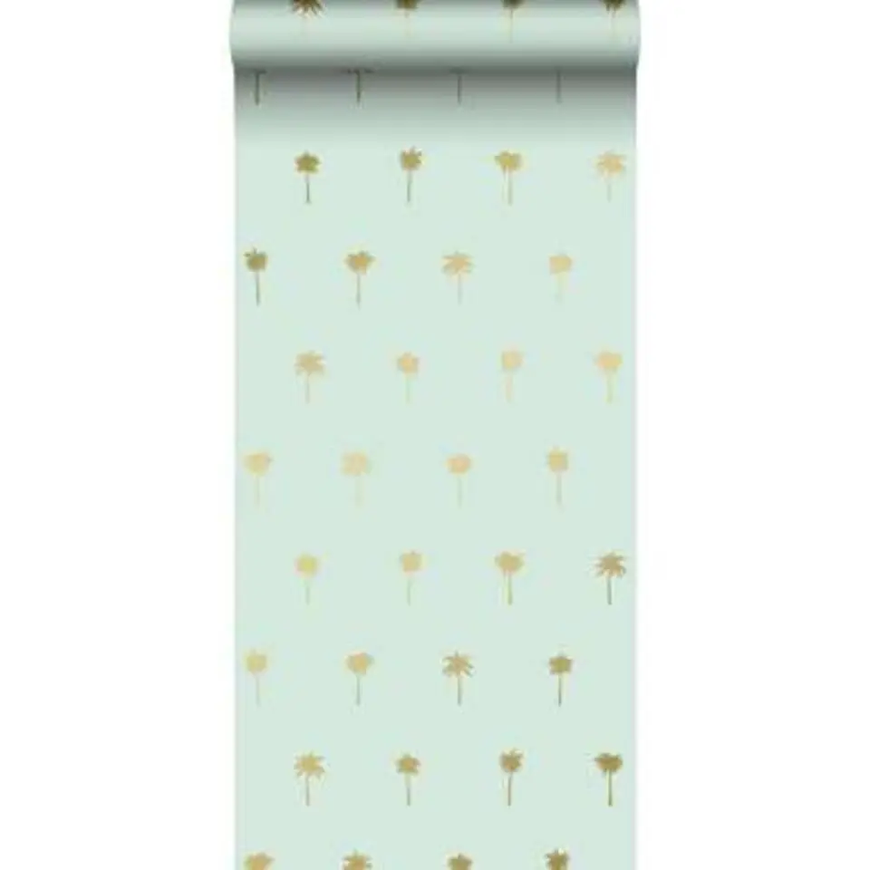 ESTAhome behang - palmbomen - mintgroen en goud - 0.53 x 10.05 m