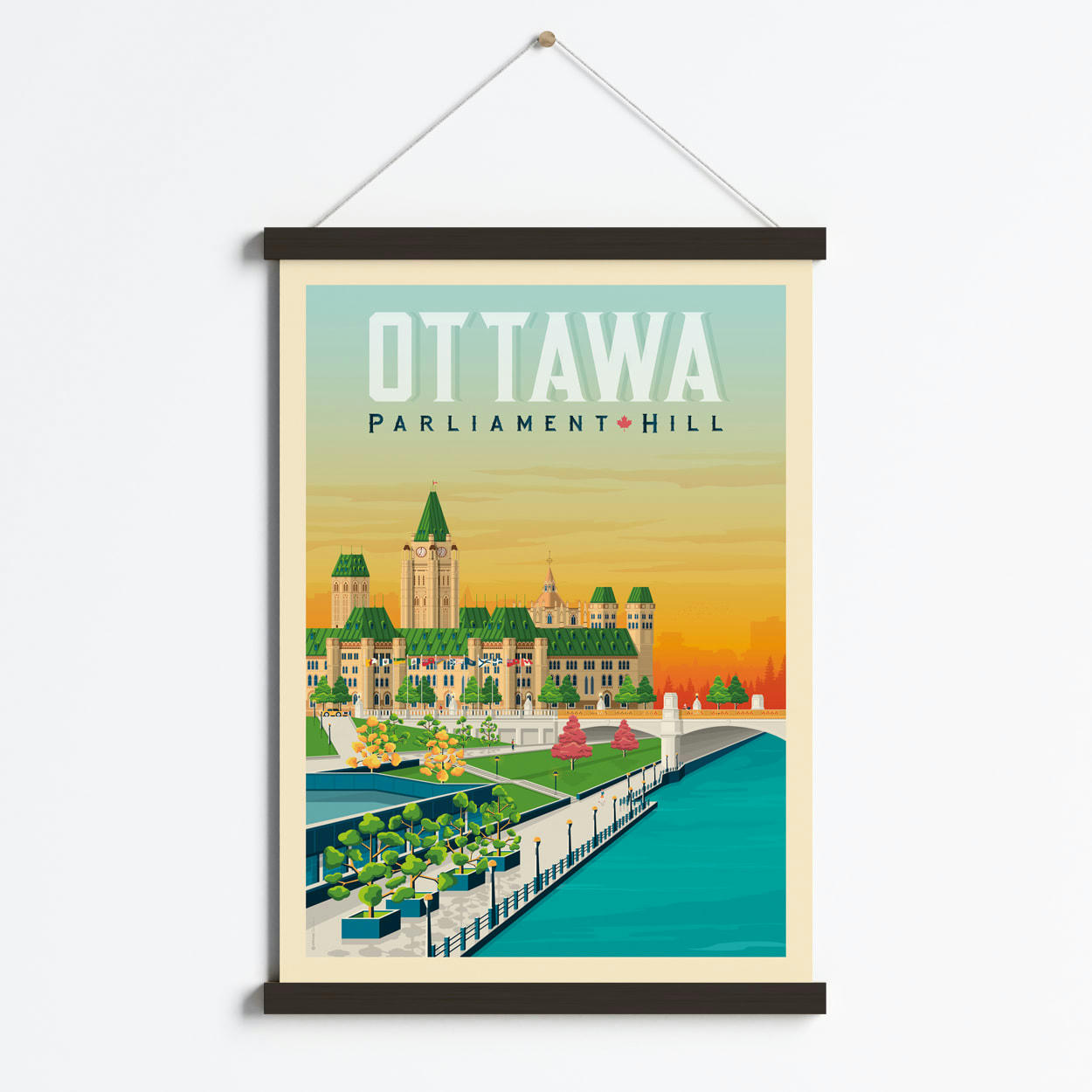 - Affiche Ottawa Canada + Cadre Magnétique (Bois Noir) 50x70 cm