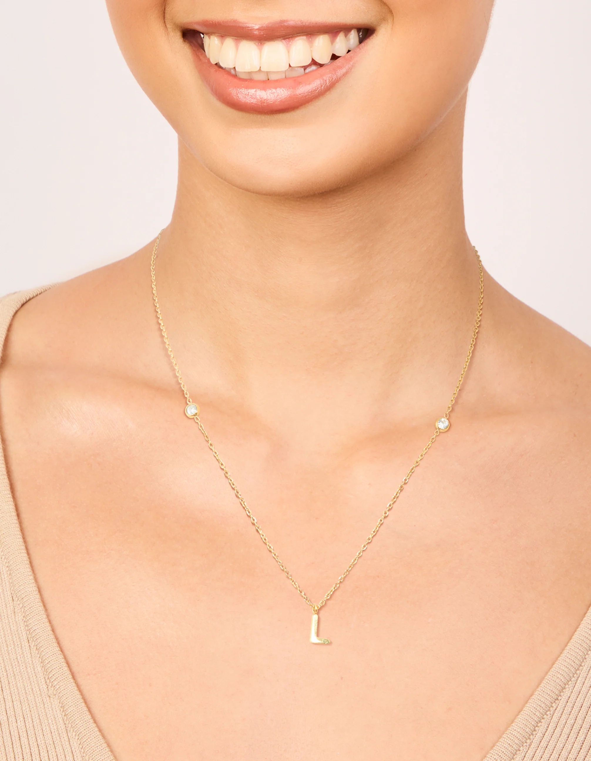 Waterproof Gold Plated Stainless Steel Letter L Dainty Pendant Necklace