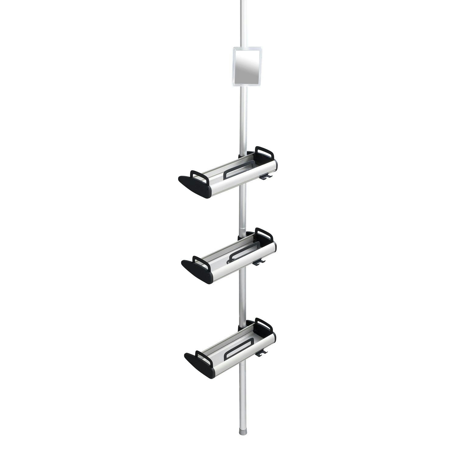 - Etagère de douche extensible 3 tablettes h.70/260cm noir et argent