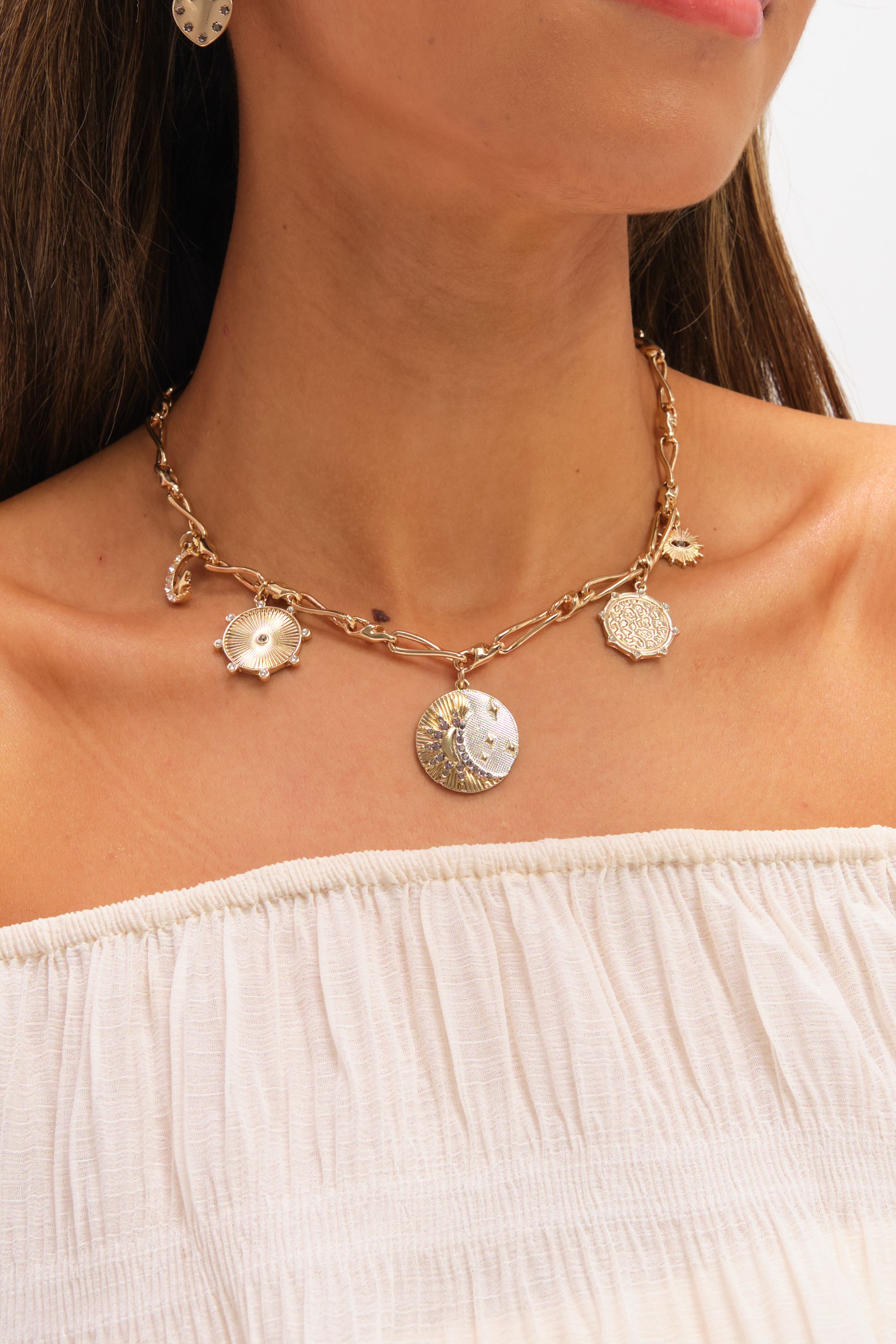 Mood Two Tone Celestial Charm Necklace