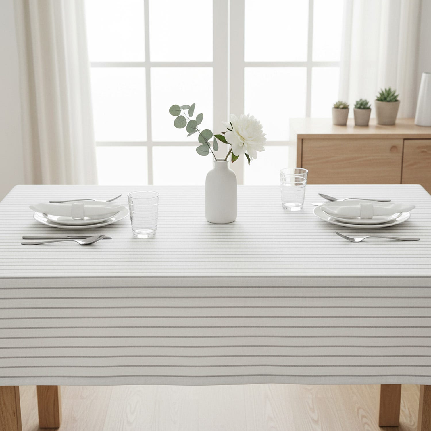 Tovaglia 140x240 cm cotone tinto filo righe scure