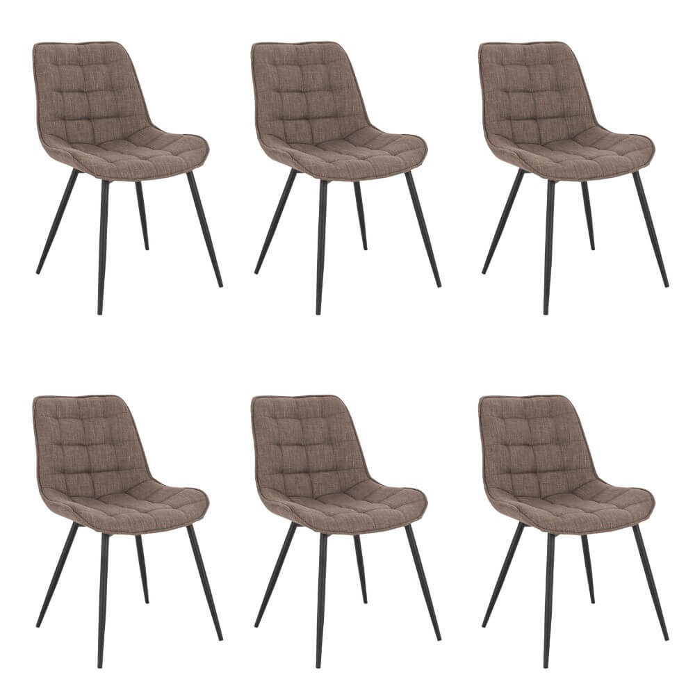 Home Deluxe gestoffeerde stoel IKALO grijs/bruin Aantal: 6