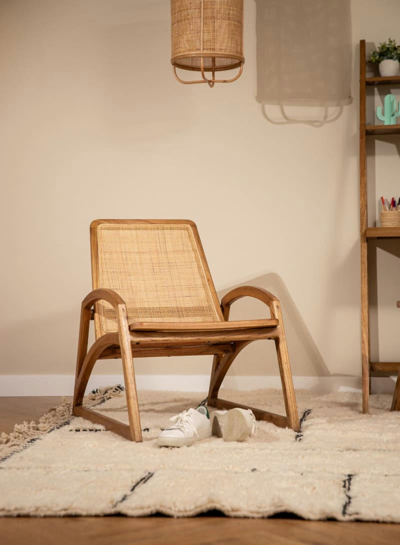 RINCA - Fauteuil bois et cannage