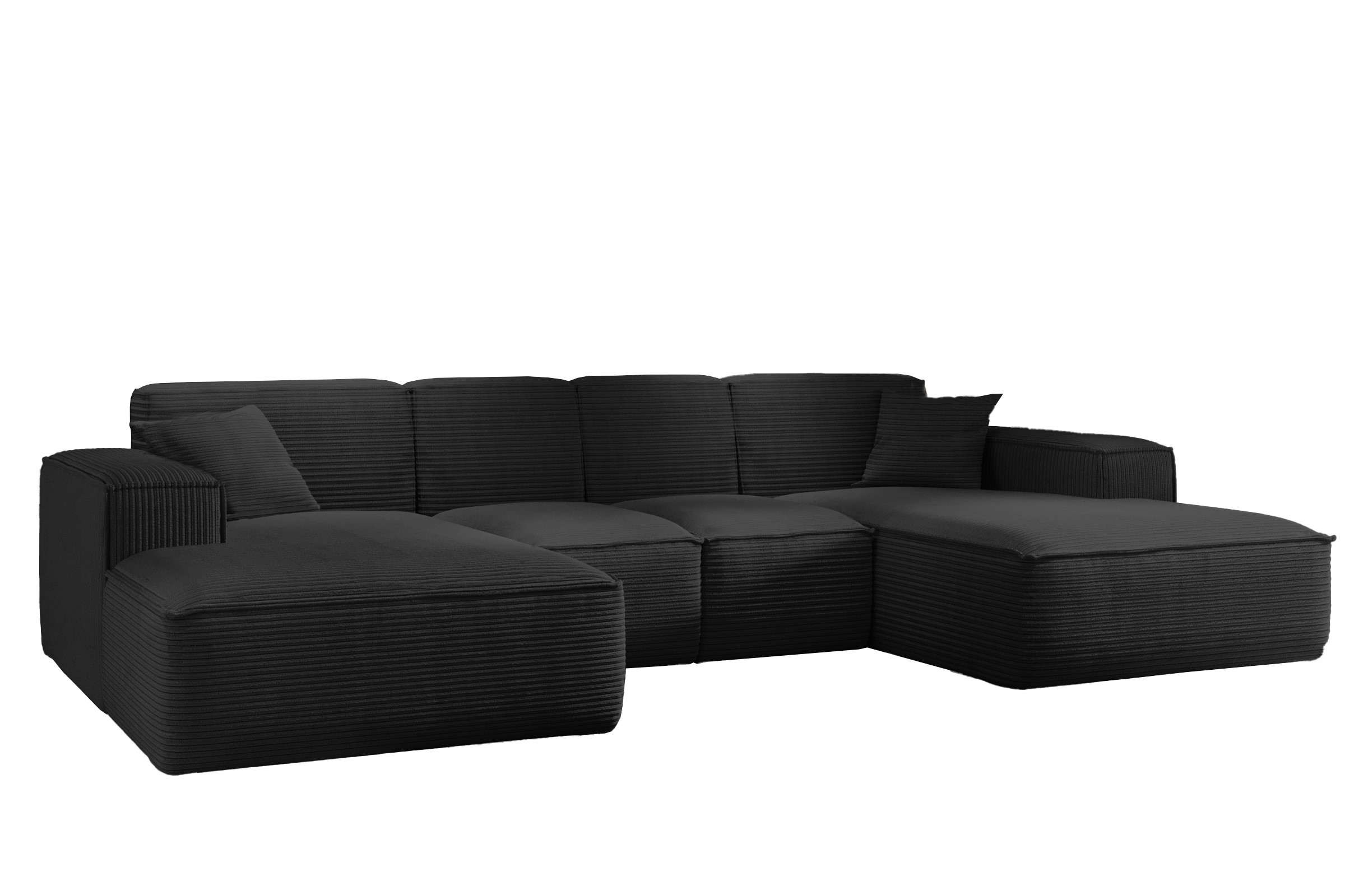 Narożnik w kształcie U SIENA, Sofa, Tkanina Poso, Czarny