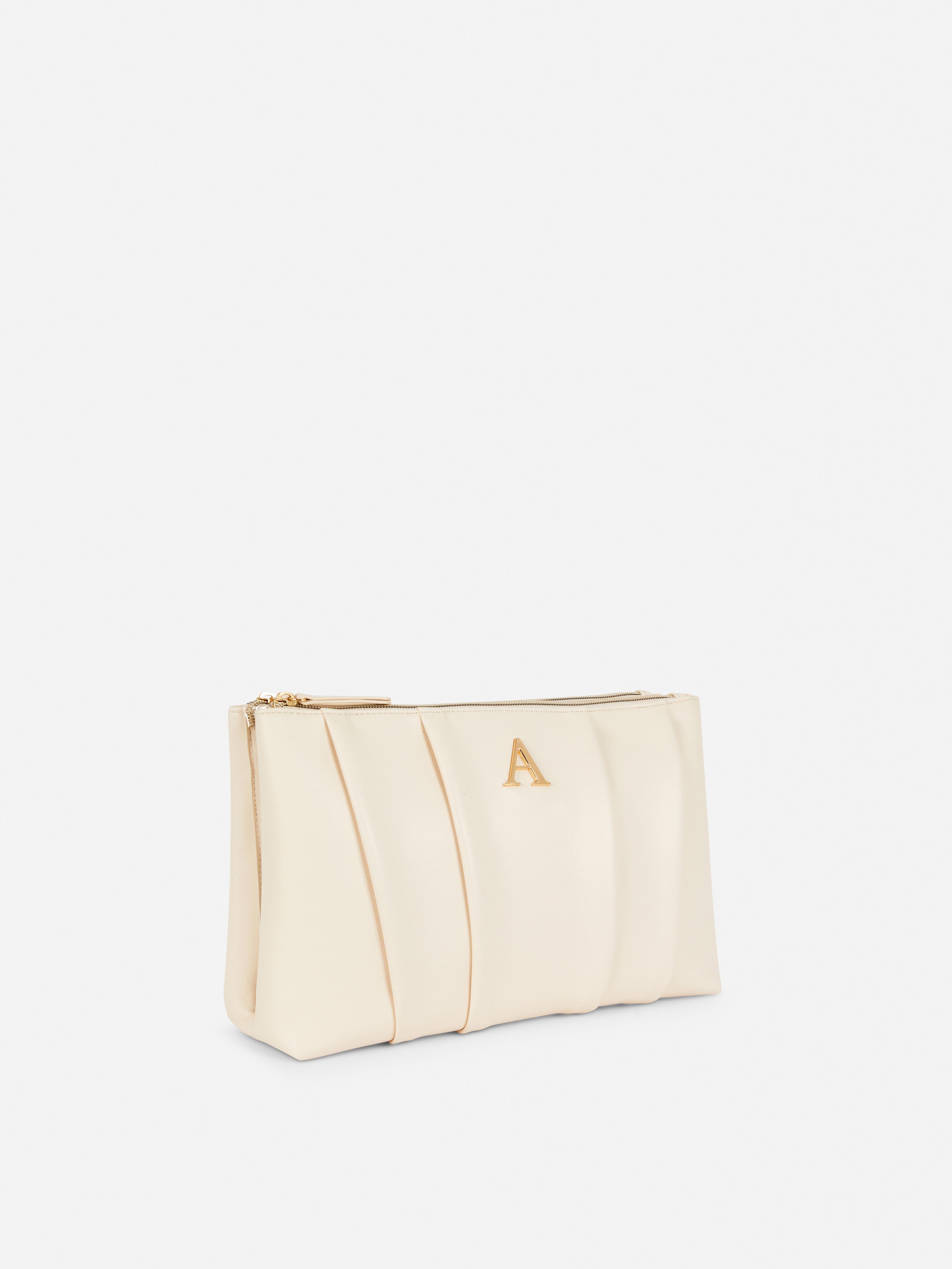 Faux Leather Initial Toiletry Bag