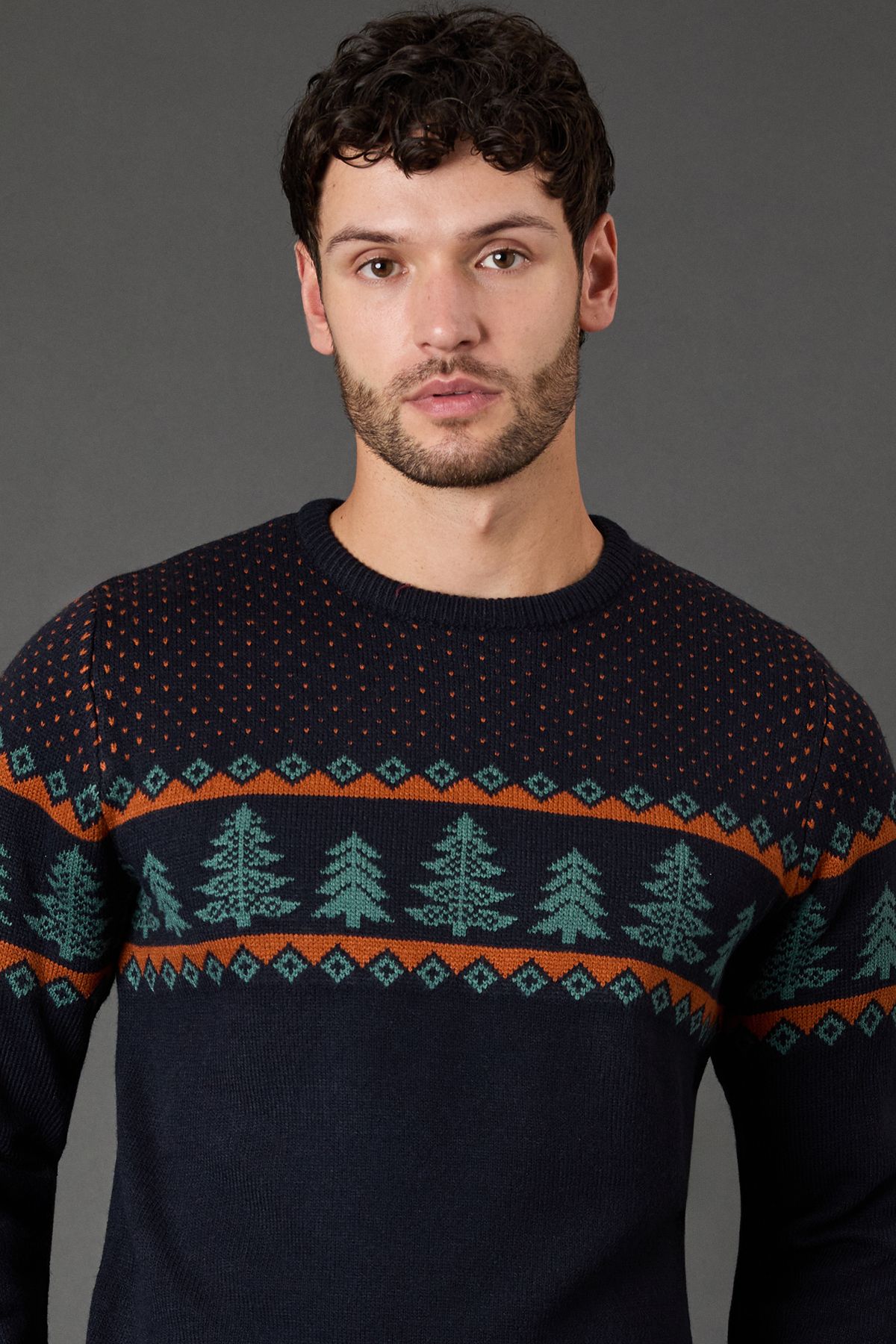 Maine Navy Knitted Christmas Jumper