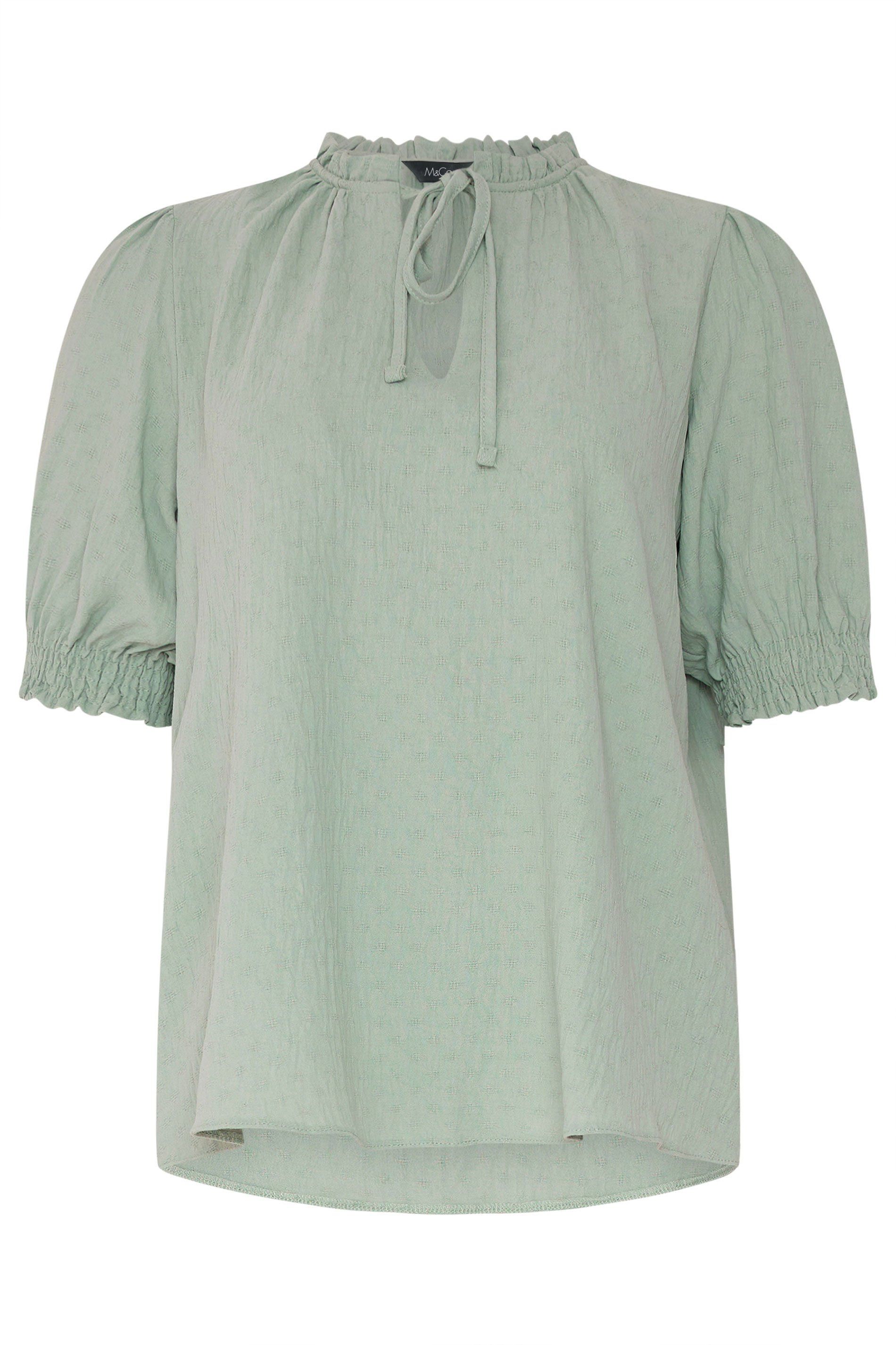 M&Co Tie Neck Frill Sleeve Blouse
