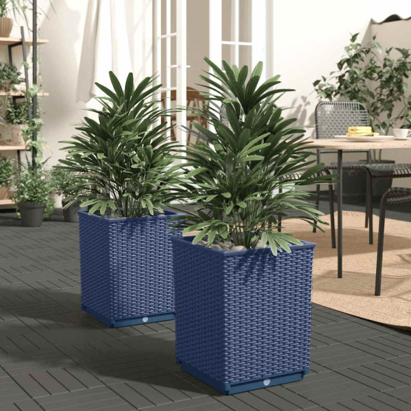 2x Donica Ogrodowa Szara Plastikowa Doniczka Na Ogród 30x30x37 cm
