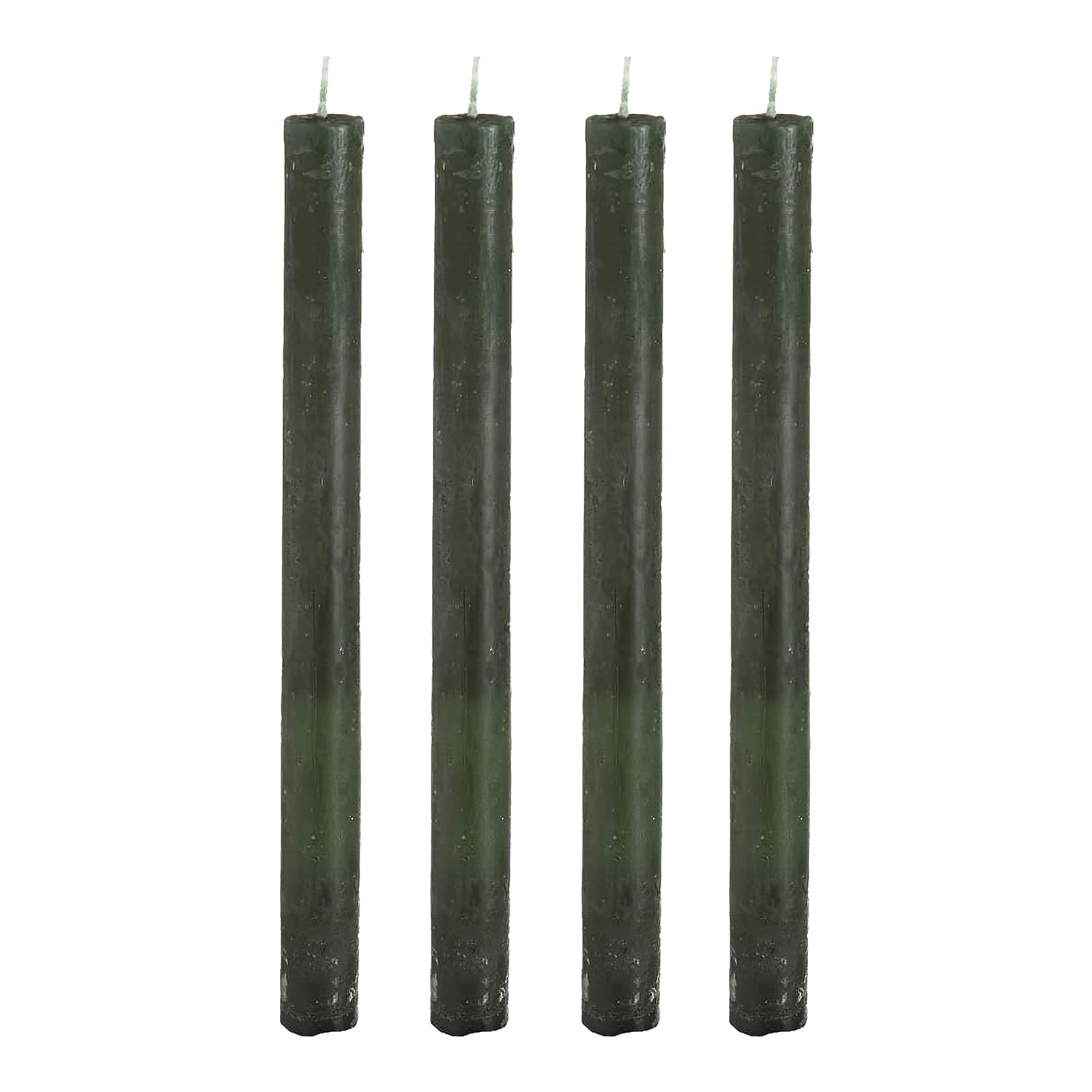 Stabkerzen Rustik Grün, ⌀ 2 cm, H 250 mm, 4 Stück