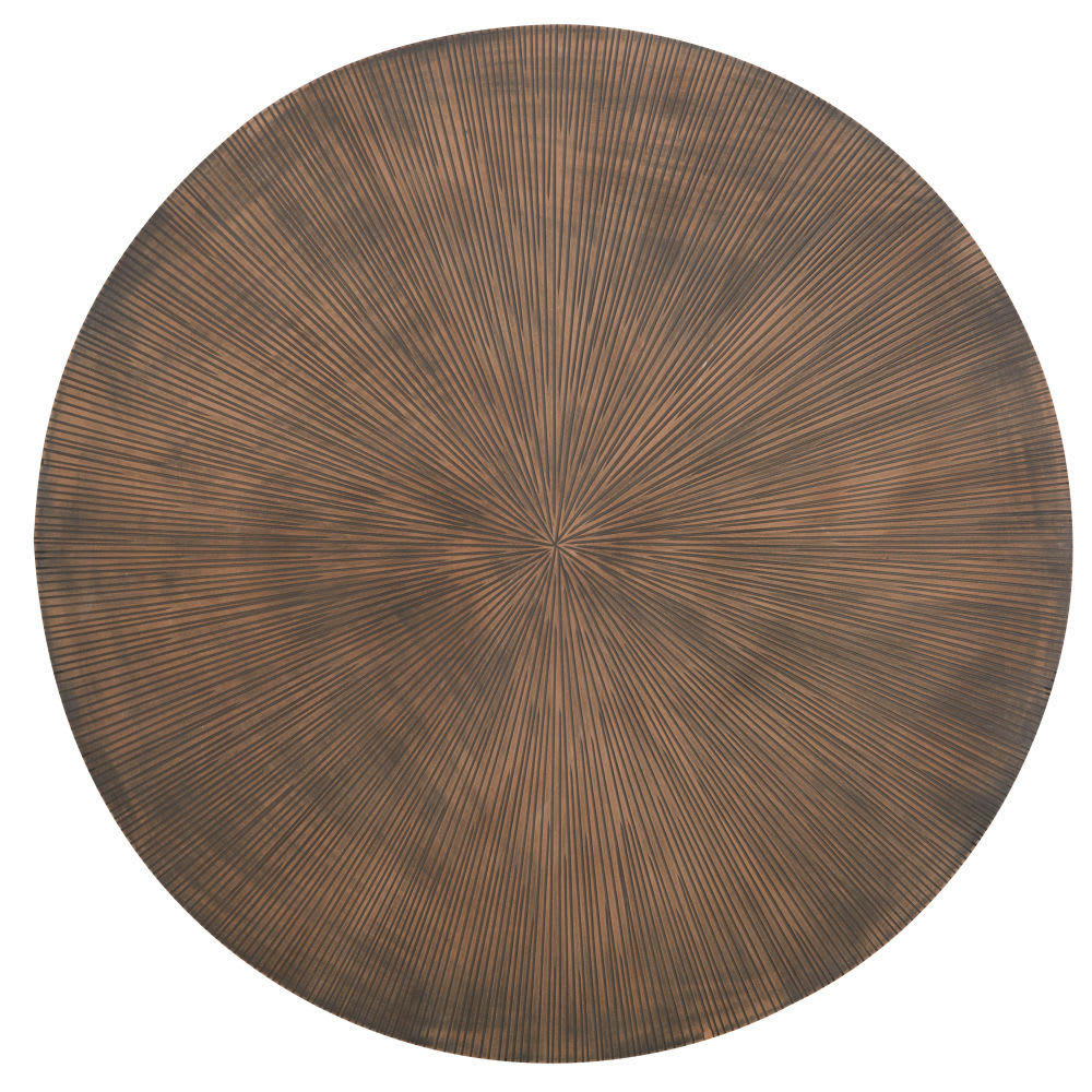ROVIA - Déco murale ronde en bois de manguier gravé marron et noir D110