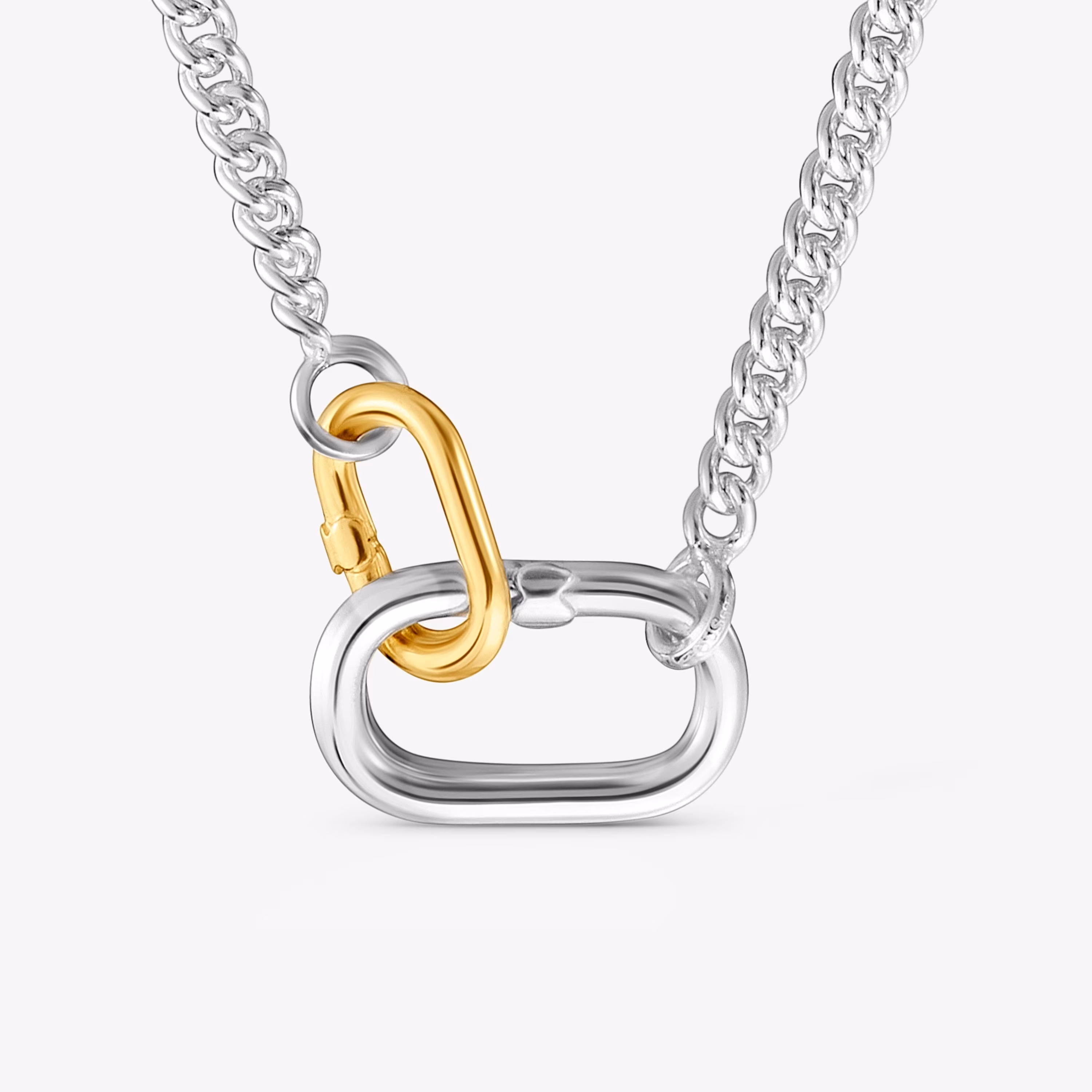 Collar corto de plata con anillas bicolor Hold Oval