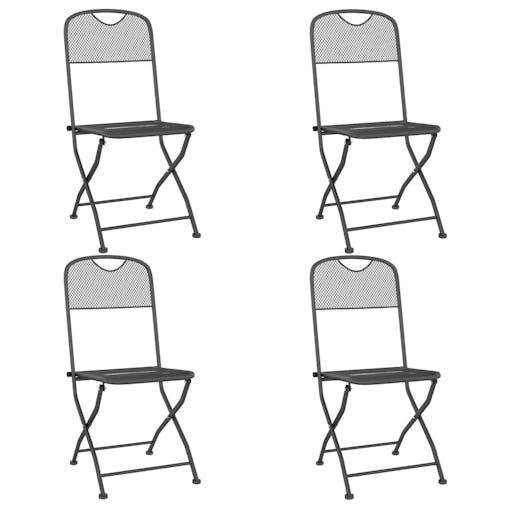 NNEVL Folding Garden Chairs 4 pcs Expanded Metal Mesh Anthracite