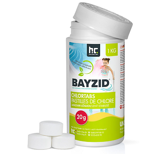 Galets De Chlore Bayzid 20g À Dissolution Lente 12 x 1 Kg, Chlore Stabilisé Pour Une Eau De Piscine Claire Et Saine