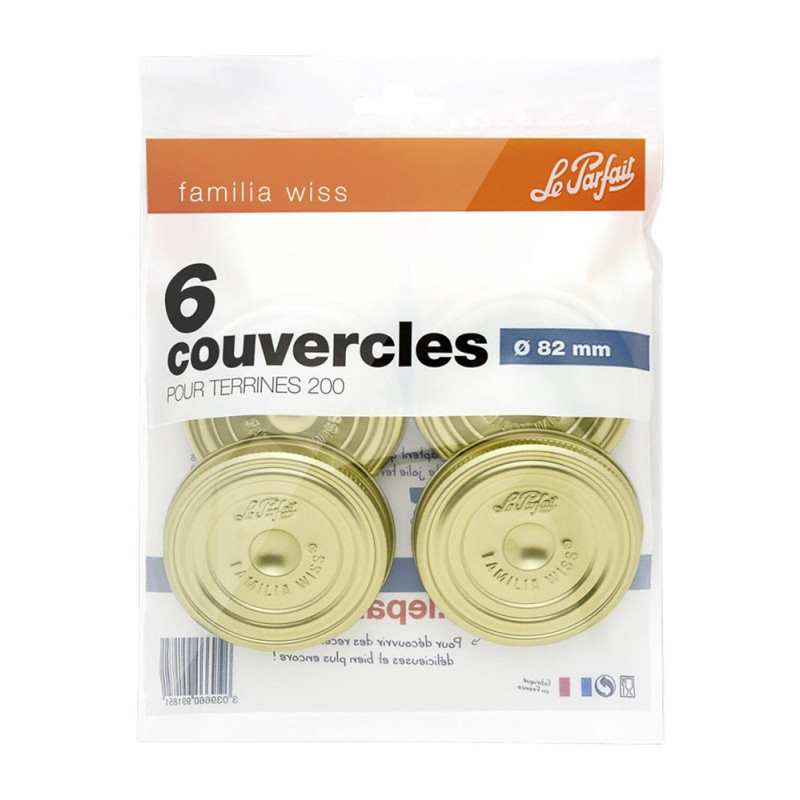 Couvercle pour bocal à terrine Familia Wiss Ø 82 mm 6 pièces LE PARFAIT