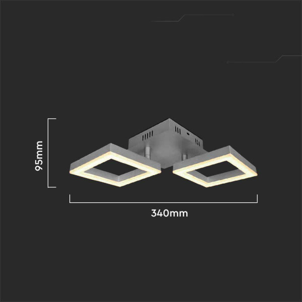 Lampa sufitowa VT-7786 szaro-aluminiowy LED 2x14W Ciepła biel 1490lm V-TAC