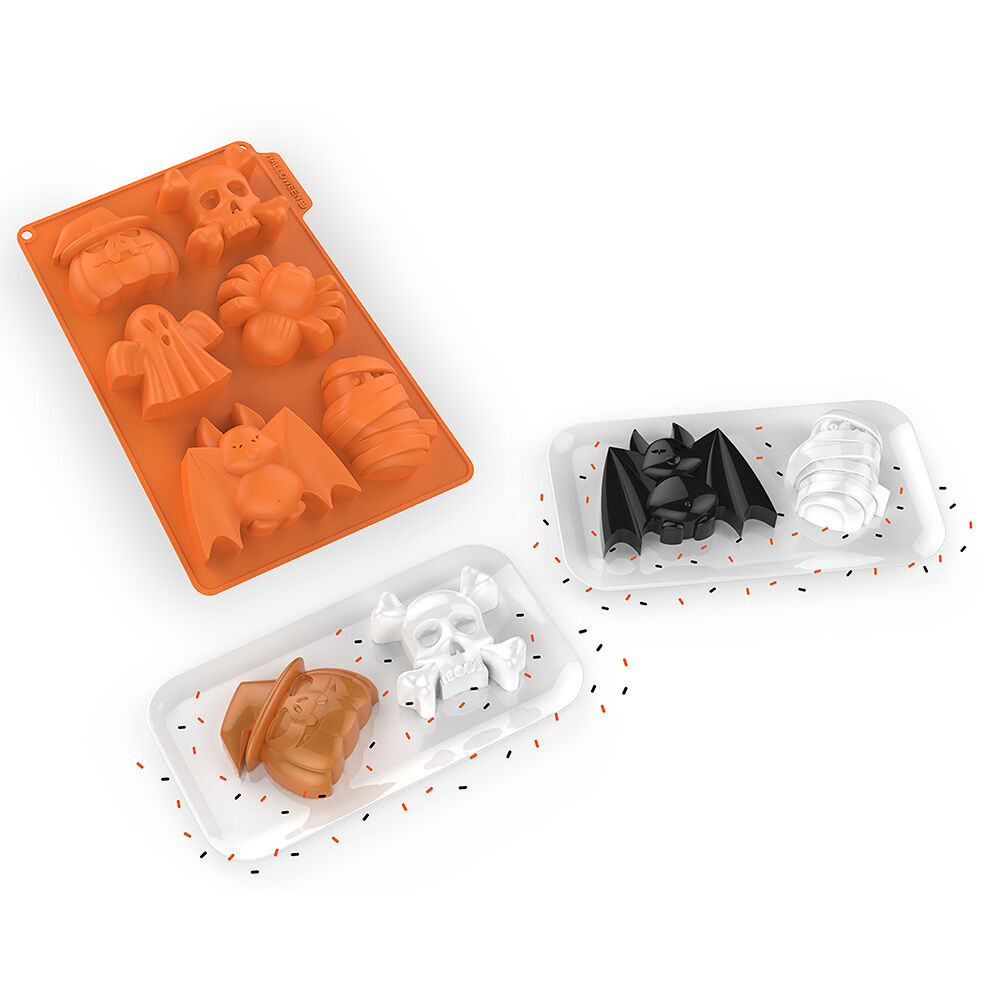 Moule gâteau silicone 6 formes Halloween orange