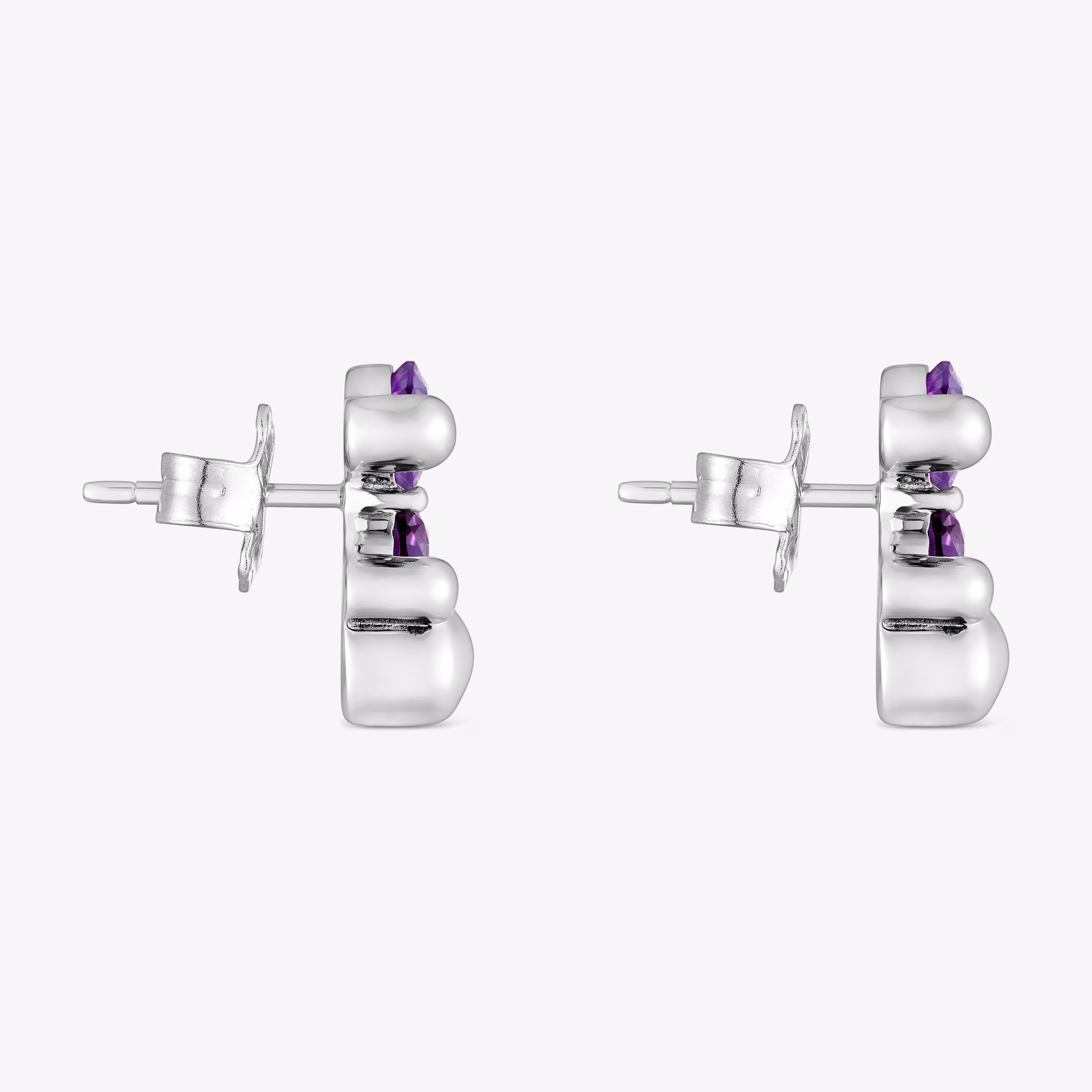 Pendientes motivo oso de plata y zafiro lila creado en laboratorio 13 mm Color Bear LGG