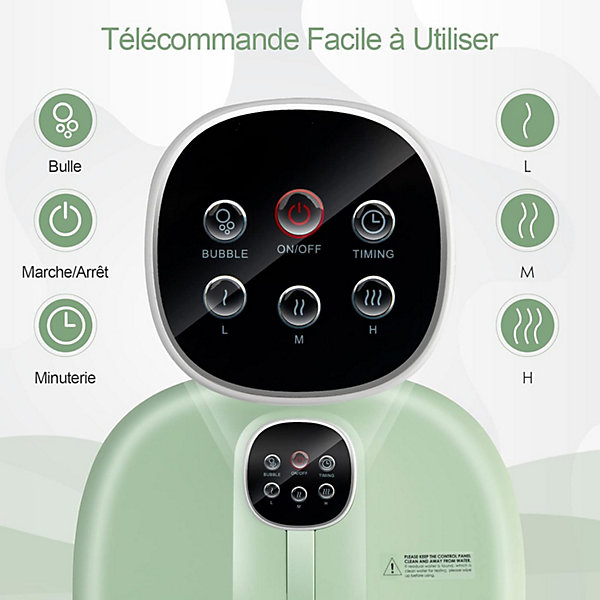 Bain de Pieds avec 16 Rouleaux de Massage,avec Chauffage, Temperature Reglable,Telecommande, Minuterie 20 a 60 Min,(Vert clair)