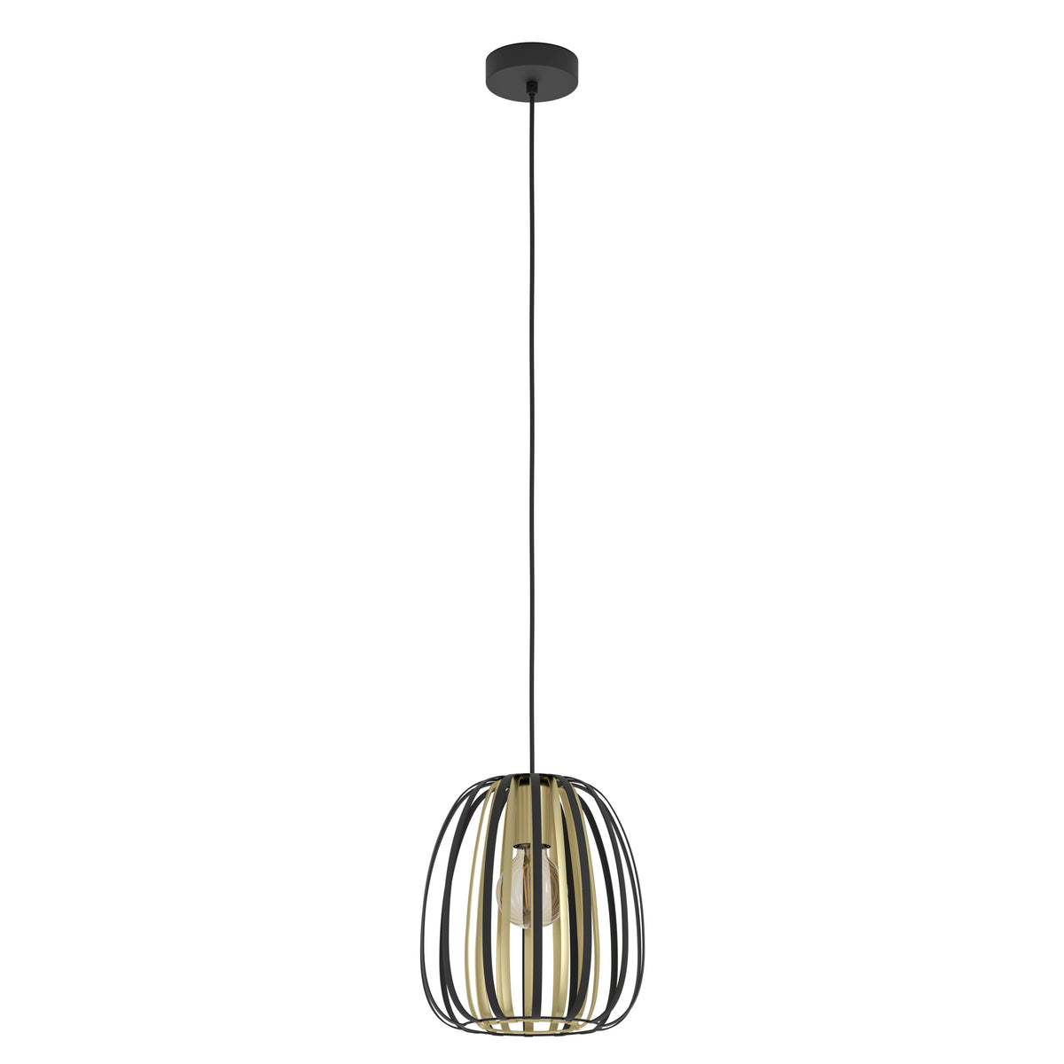 EGLO hanglamp Encinitos - e27 - ø 25,5cm - staal - zwart/goud
