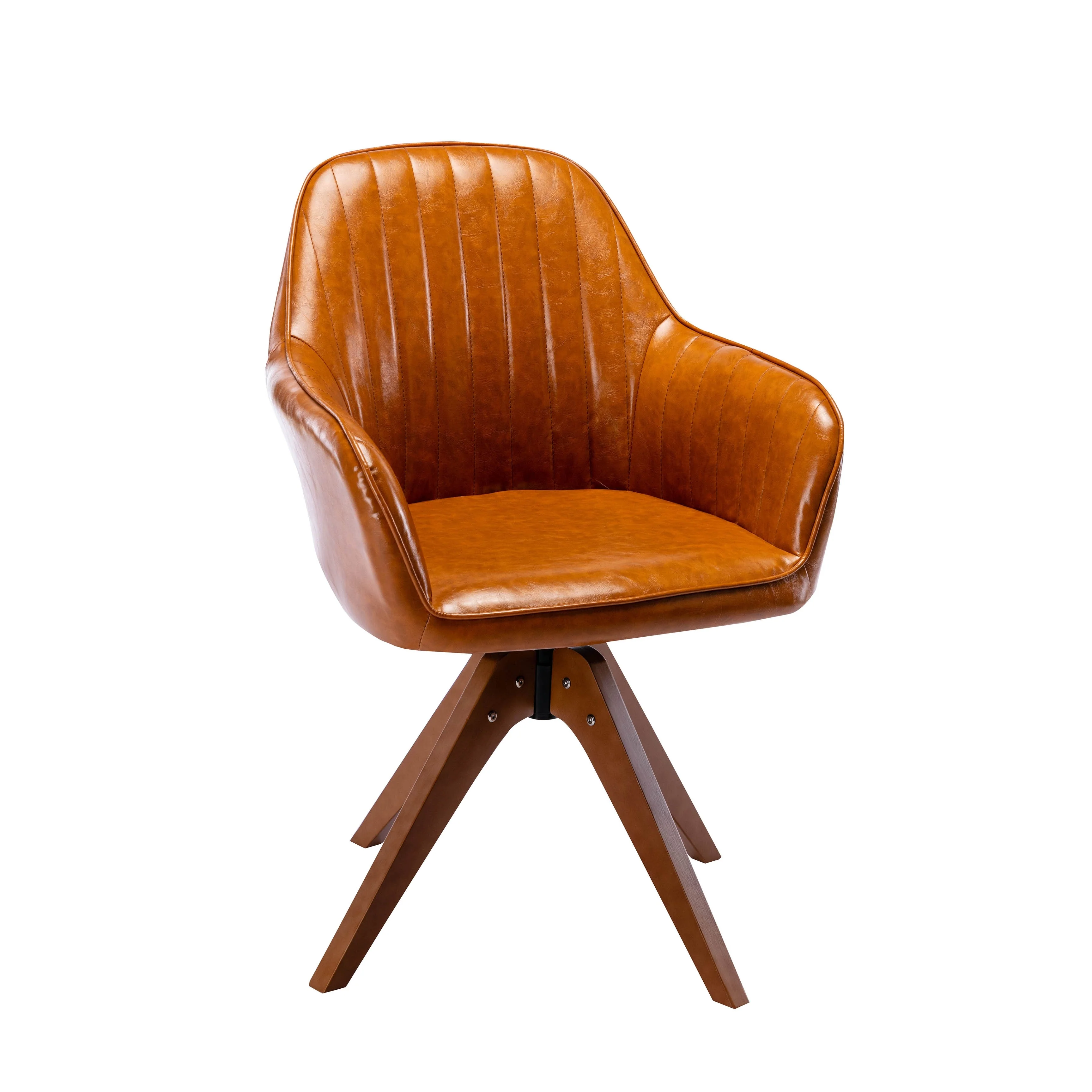 Porthos Home Oran Swivel Faux Leather Dining Chair with Beechwood Legs