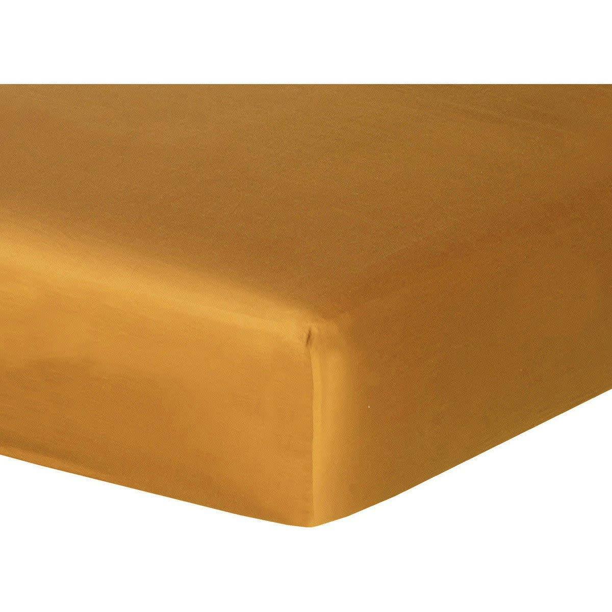 JULIA - Drap housse satin de coton  180x200x40 jaune safran