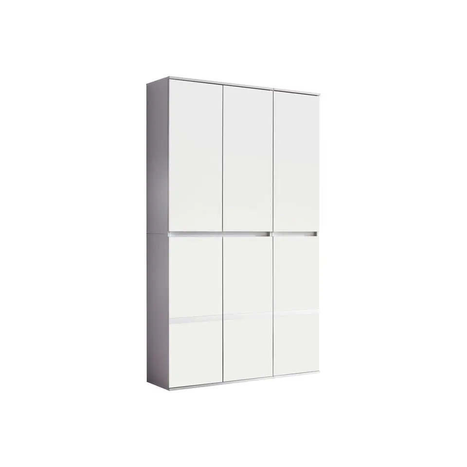 Hioshop Minor kledingkast 6 deuren- wit- spiegel