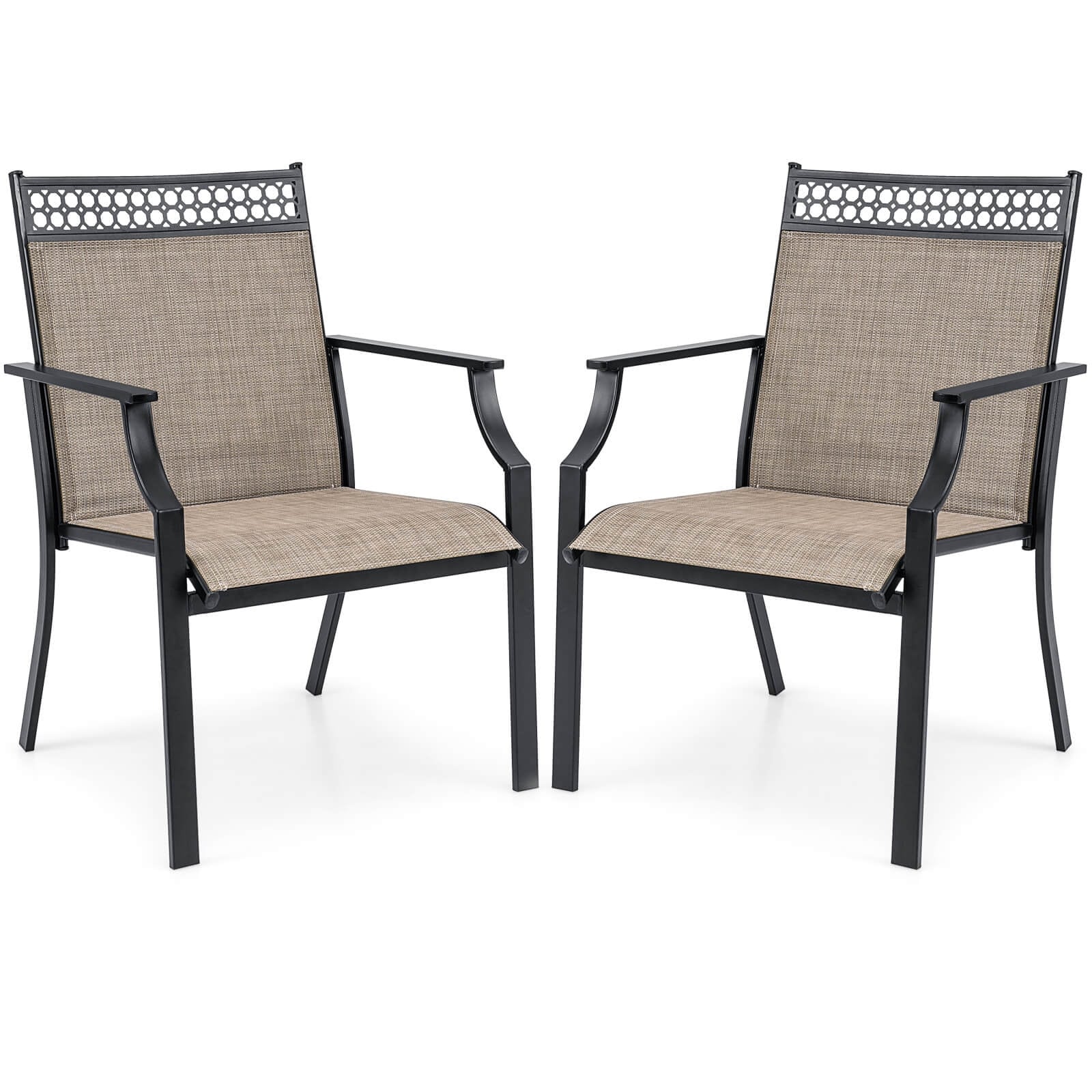 Costway Patio Chairs Set of 2 with All Weather Breathable Fabric High - See Details