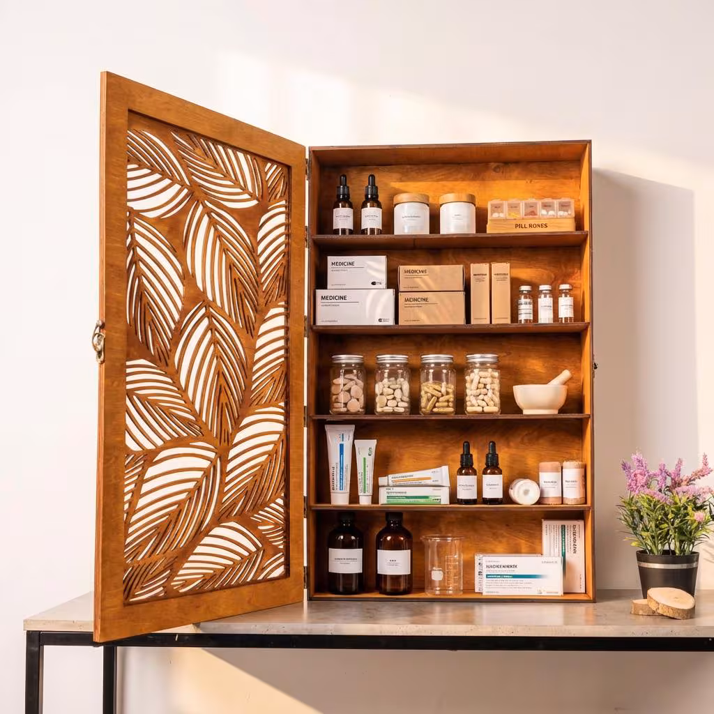 Wooden Bathroom Wall Cabinet, Wall Mounted Medicine Cabinet, Rustic Bathroom Storage Cabinet,Wall Cabinet With Door,Carved Wood Wall Cabinet