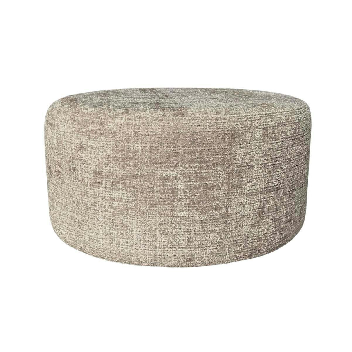 Pouf rond taupe tissu doux RIVOLI