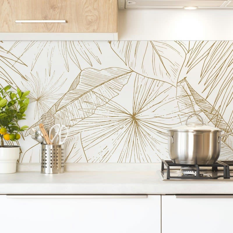 LÄMNAR KOLA - Crédence cuisine Lot de 2 crédences ALU L120xH50cm Marron Feuillage