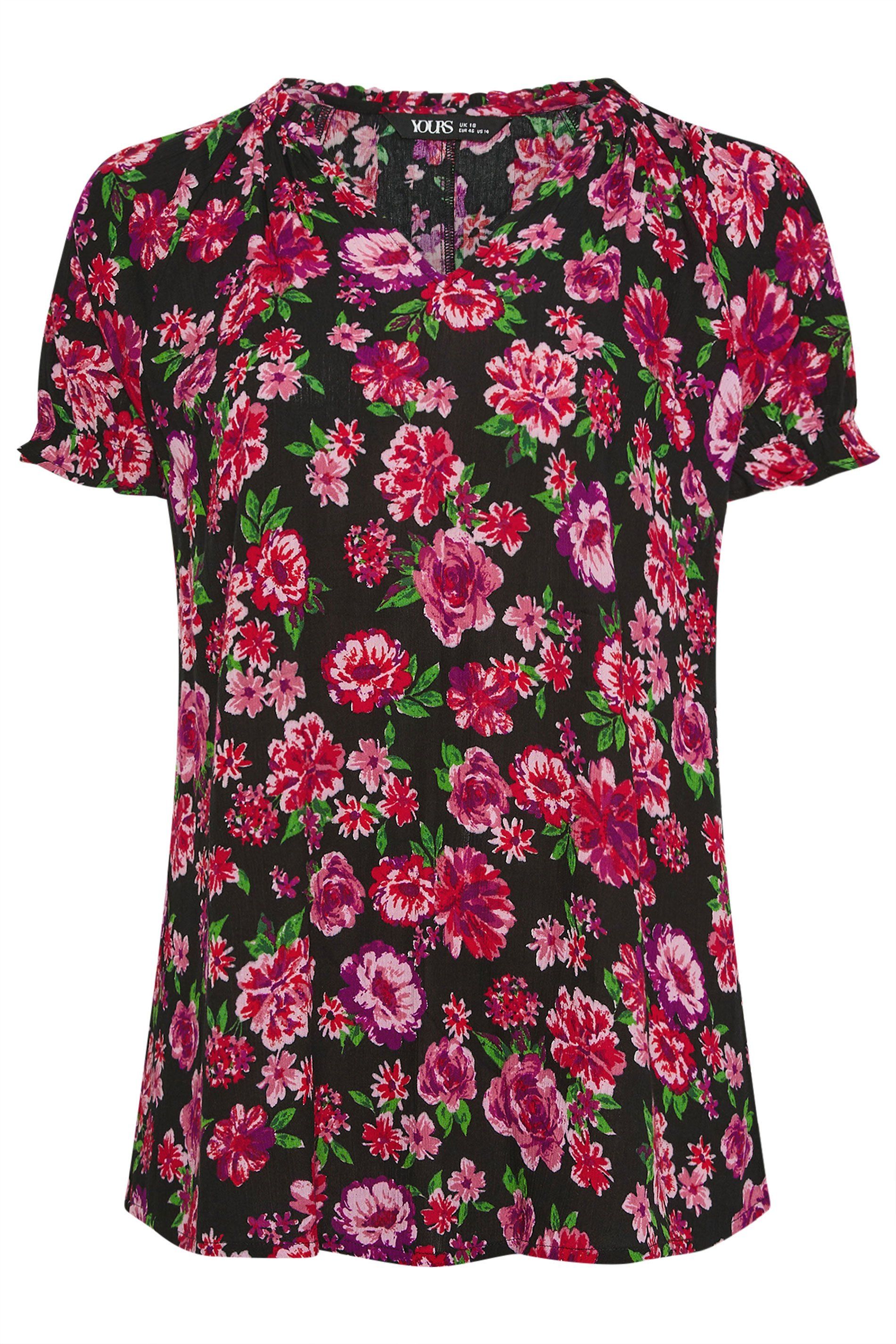 Yours Floral Notch Neck Blouse