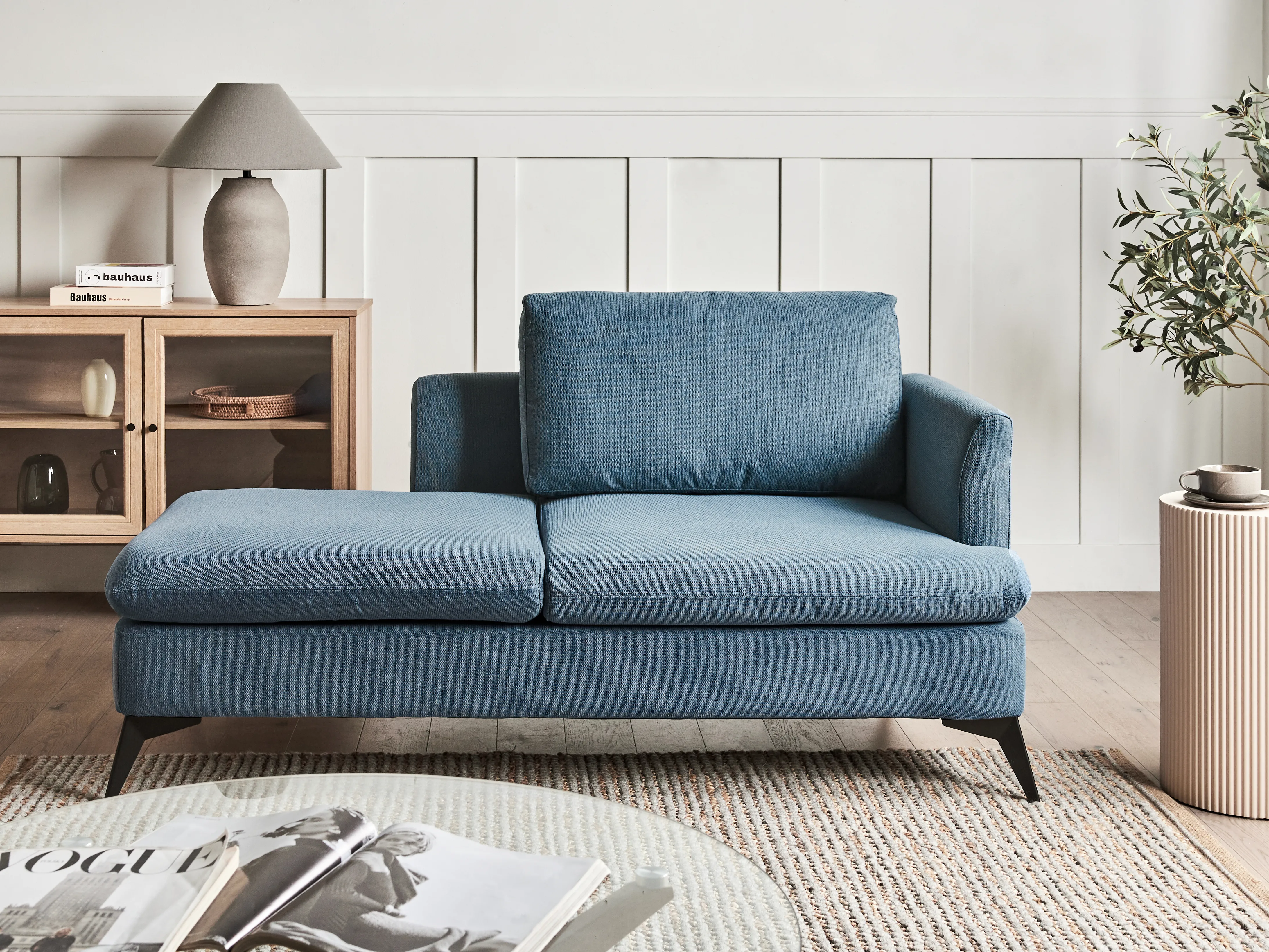 Right-Hand Chaise Longue SIEVOZ Fabric Blue