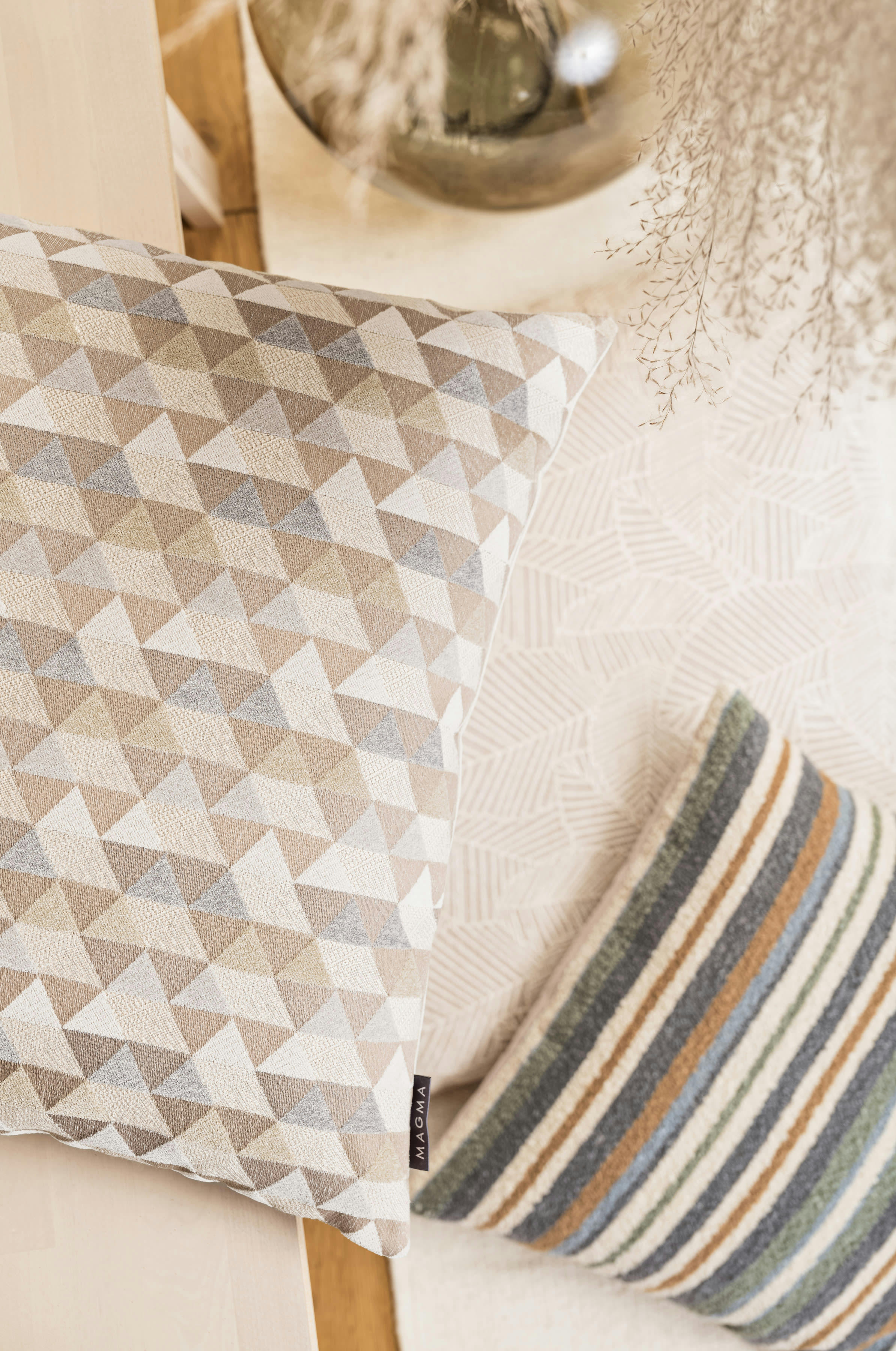 KIM - Housses de coussin jacquard rayées à bouclette-45x45-Lot de 2