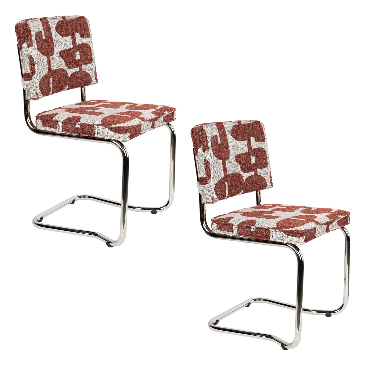 Zuiver Ridge Kink Deco Symbols Eetkamerstoelen Rood - Set van 2