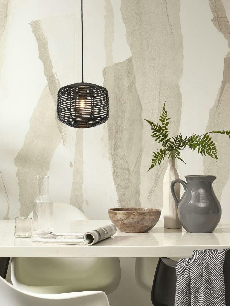TANAMI - Suspension rotin  noir, h. 20cm
