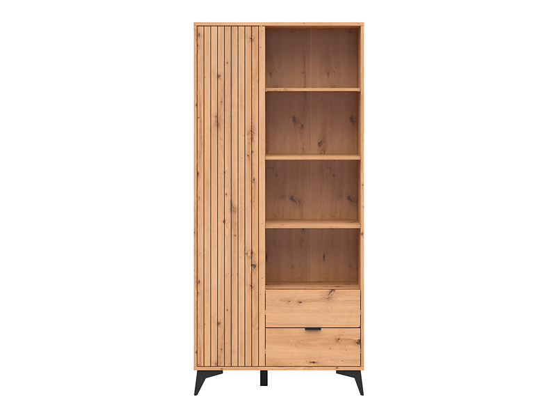 Regał Lamea 90 cm z drzwiami 2 szufladami i 3 półkami dąb artisan