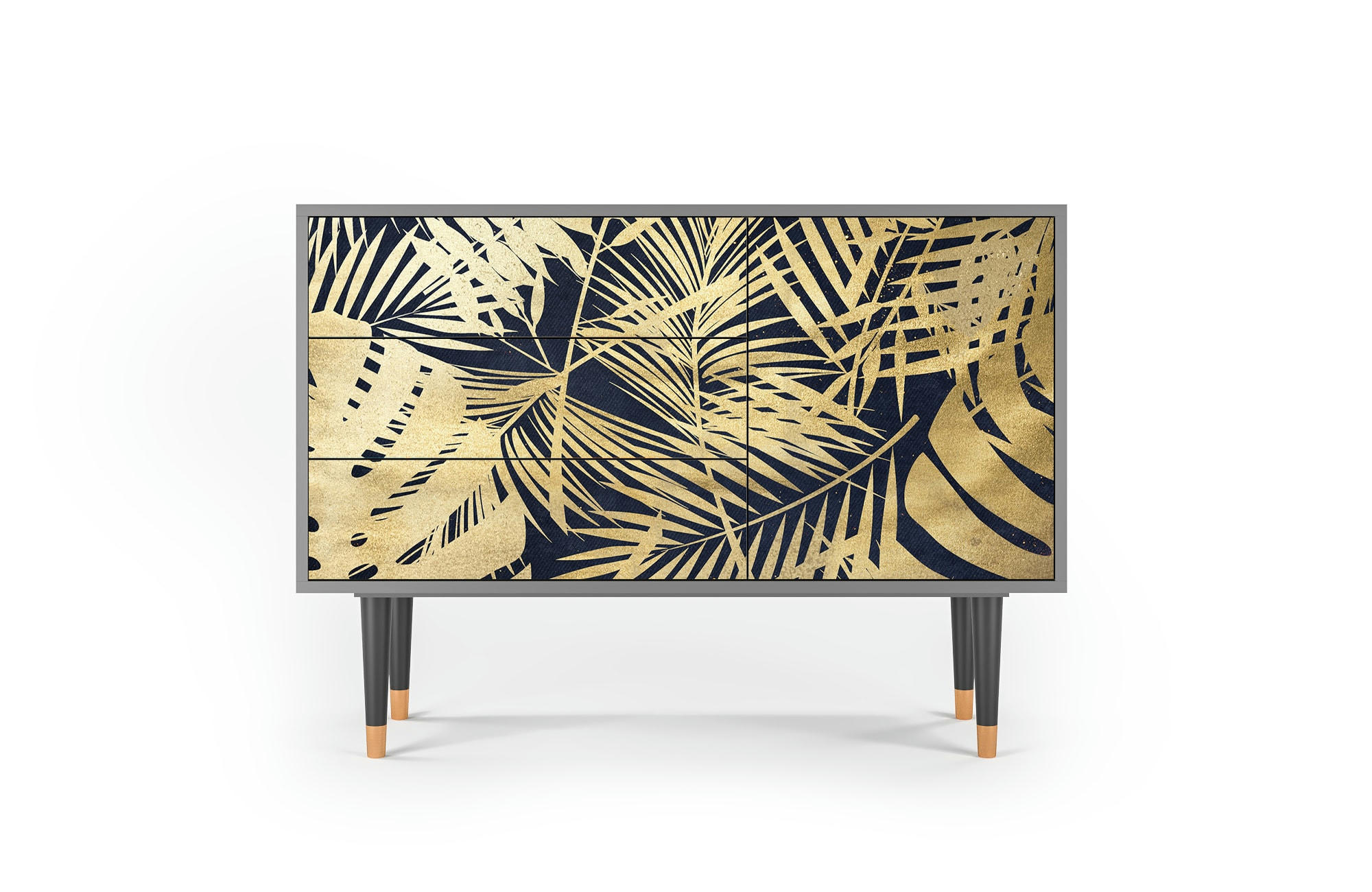 JUNGLE VIBES - Buffet  bleu et jaune 3 tiroirs et 1 porte L 115 cm
