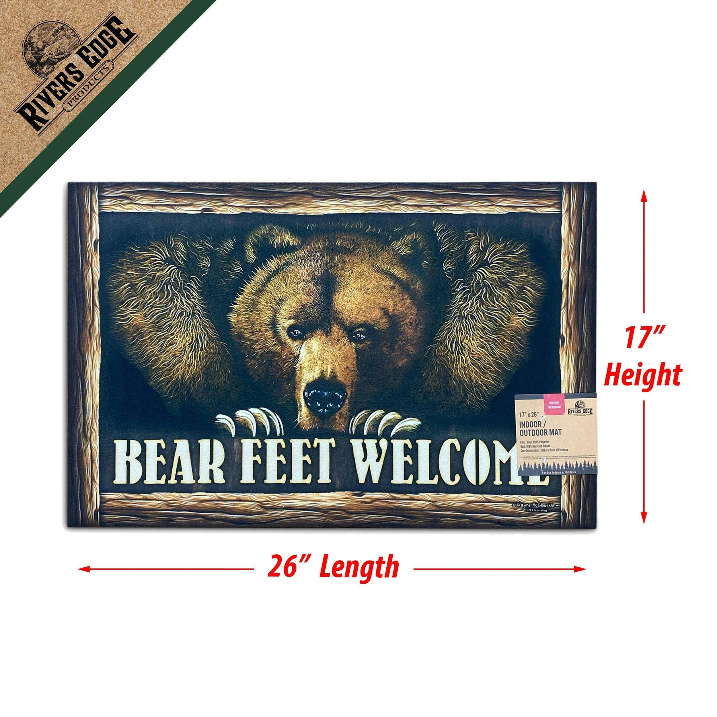 RIVERS EDGE Bear Feet Welcome Rubber Floor Matt, 26 x 17-in